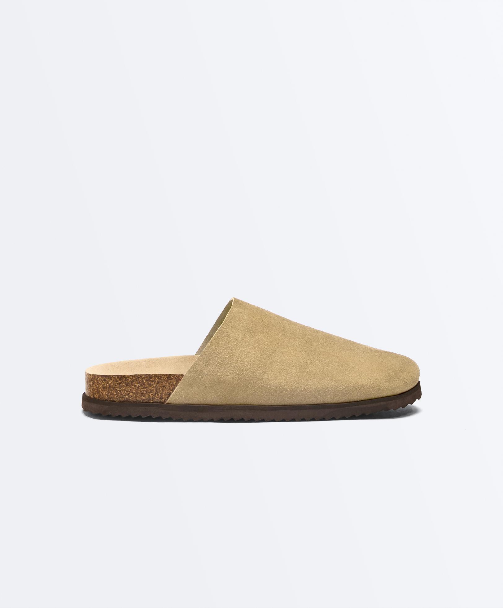 Split leather mules — SAND