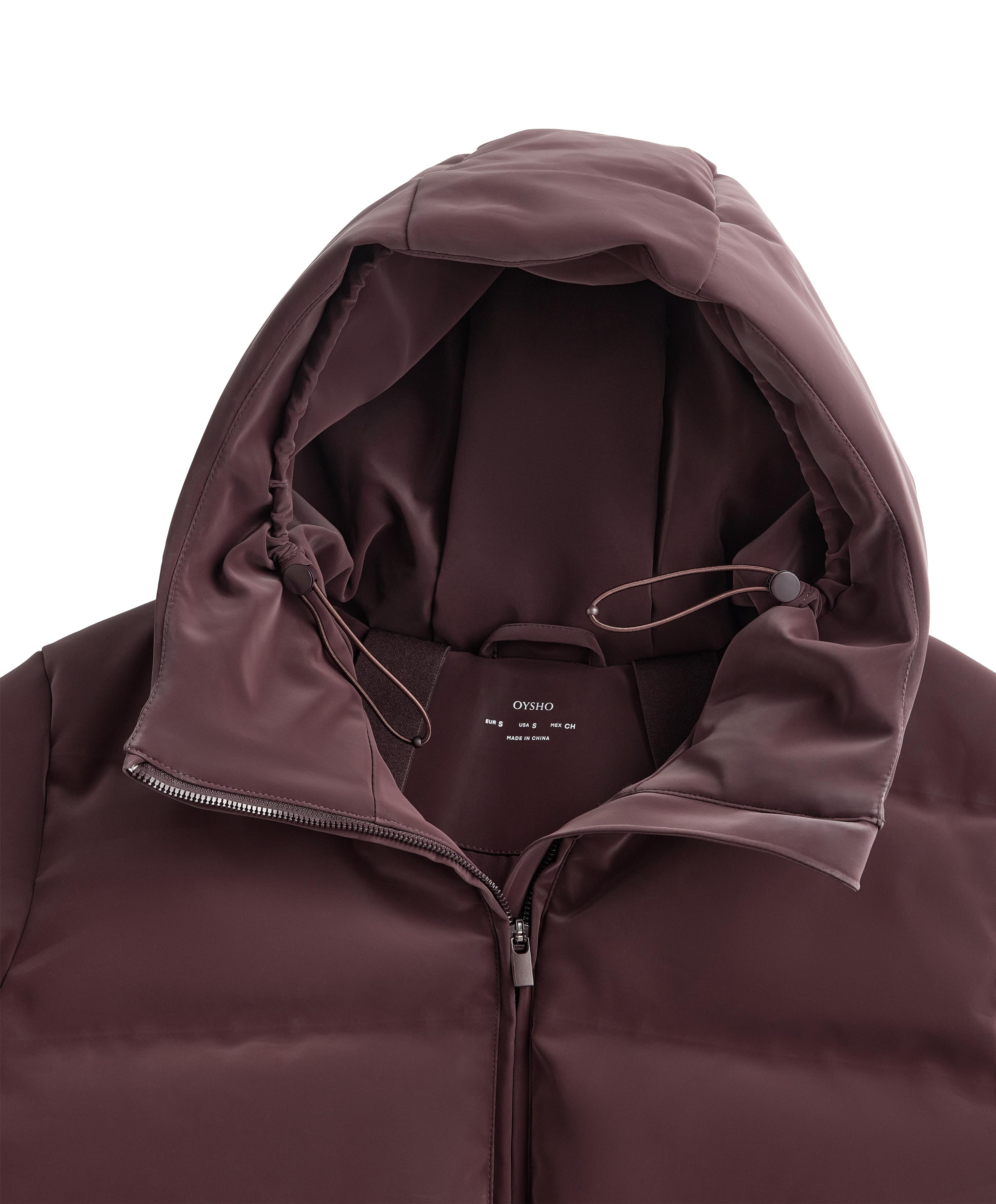 Satin padded jacket 80% down and 20% feather MINARDI PIUME SKI water-resistant — DARK WINE RED