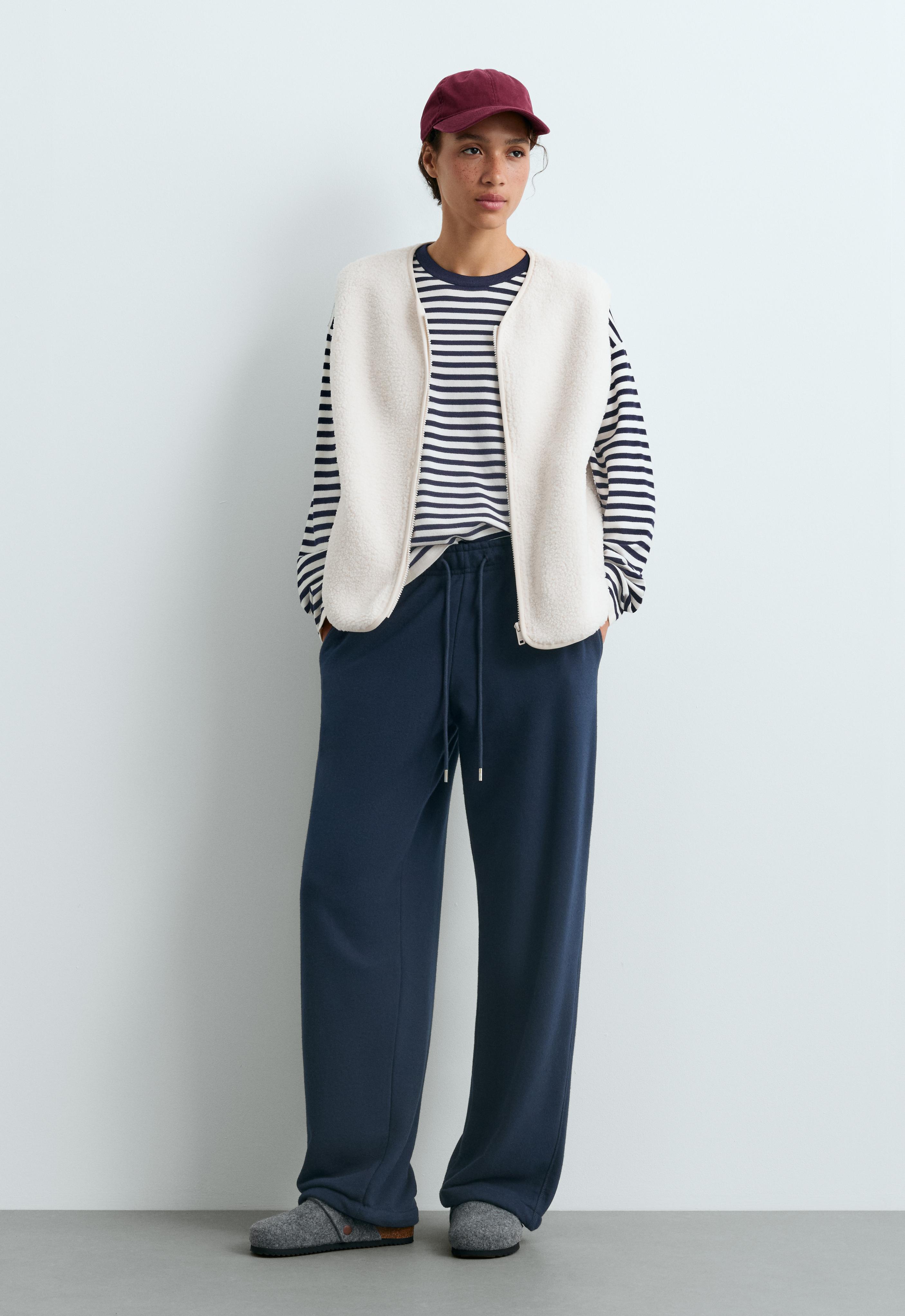 Cotton blend fleece straight-leg trousers Cotton blend fleece straight-leg trousers