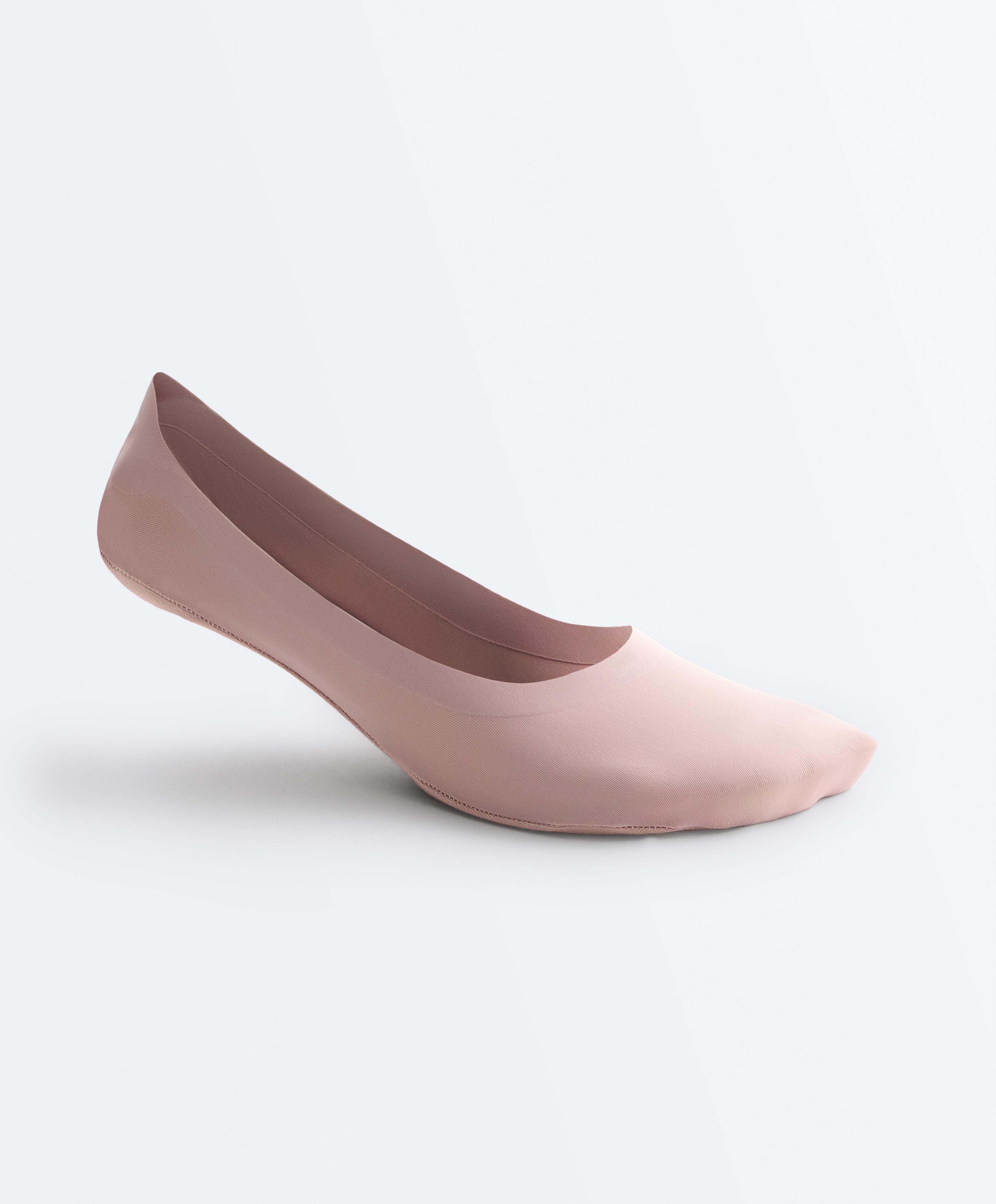 2 pairs of medium-cut invisible microfibre socks — PALE PINK
