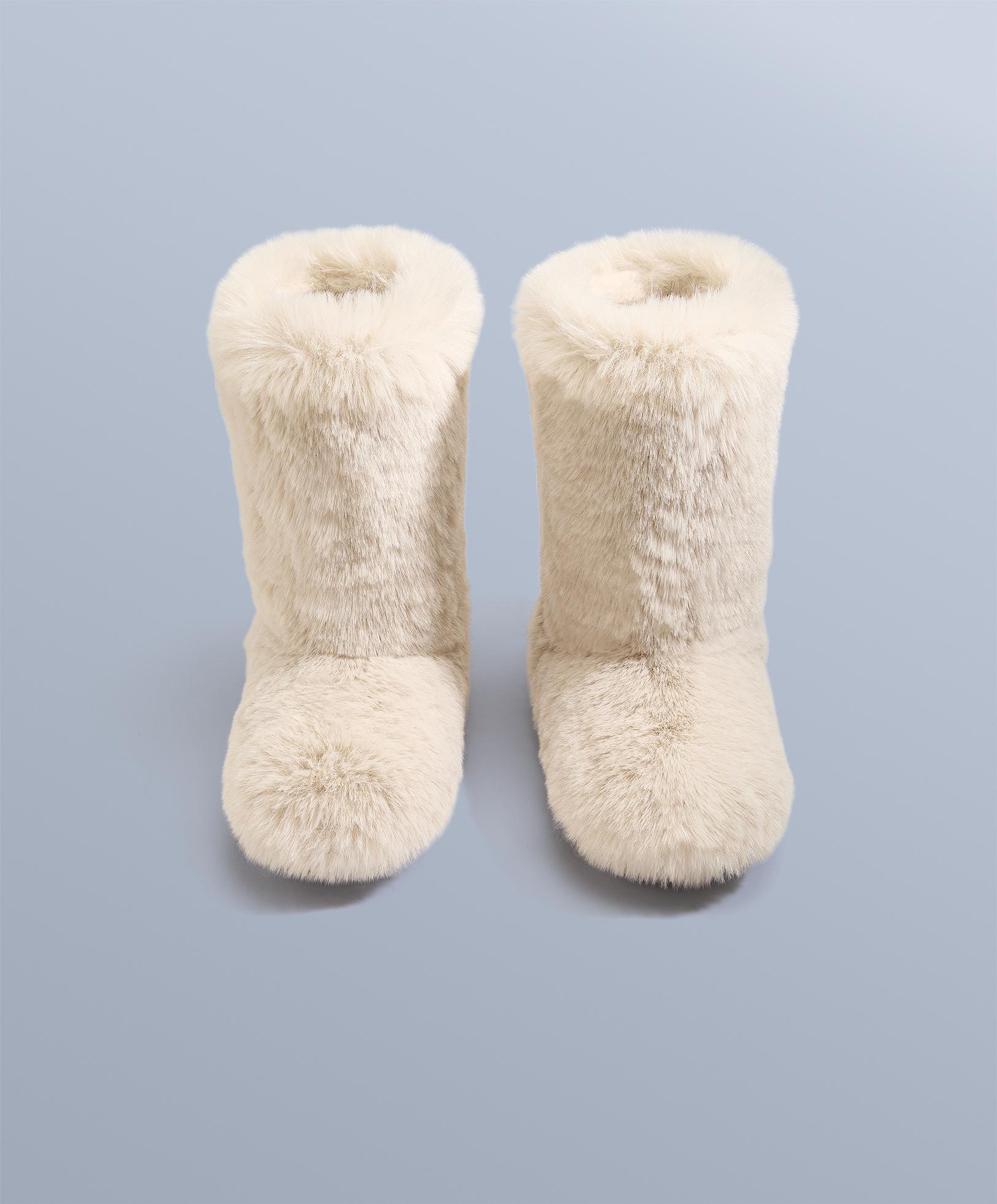 Technical faux-fur effect boot — ECRU