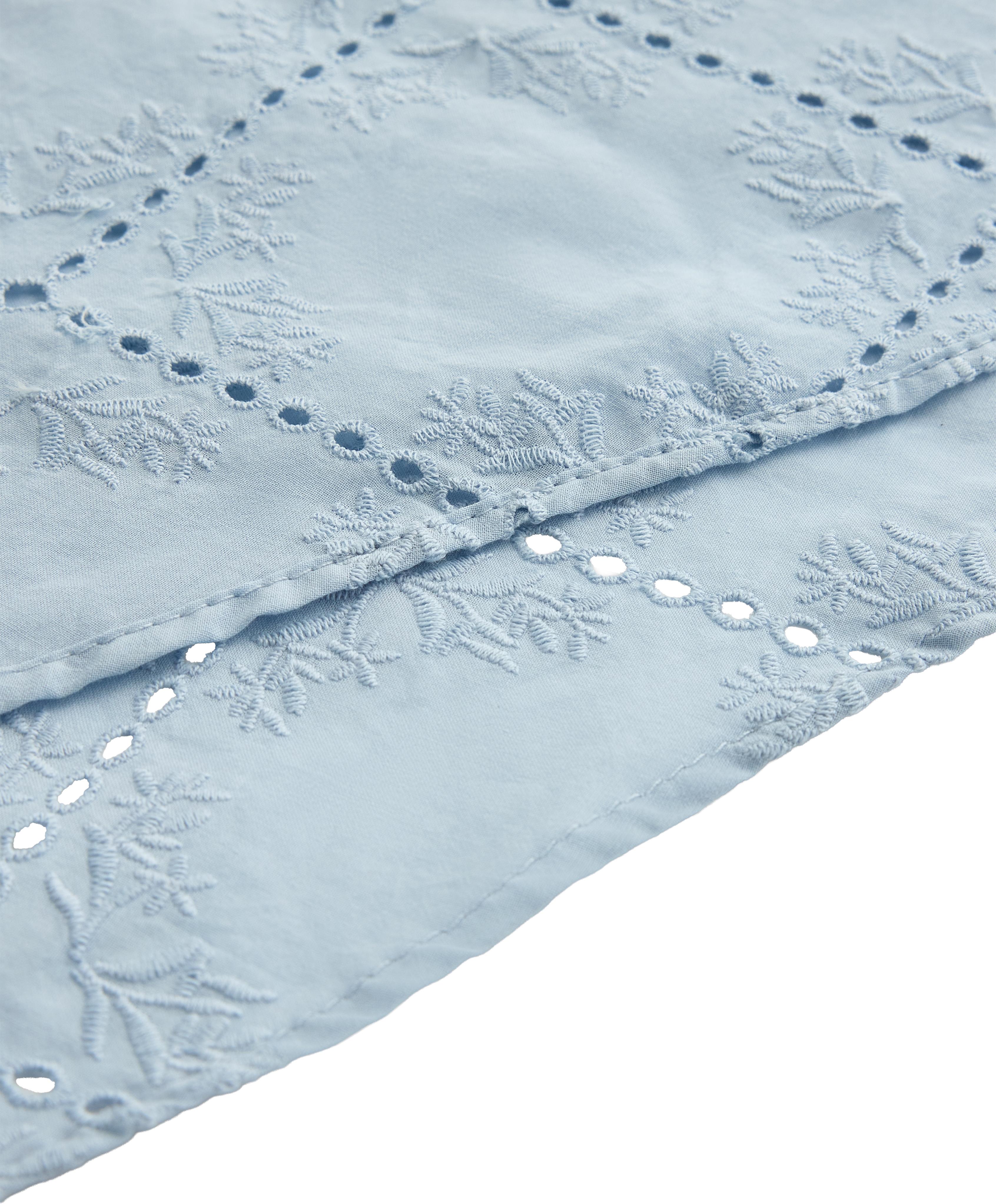 Embroidered 100% cotton scarf — PALE BLUE