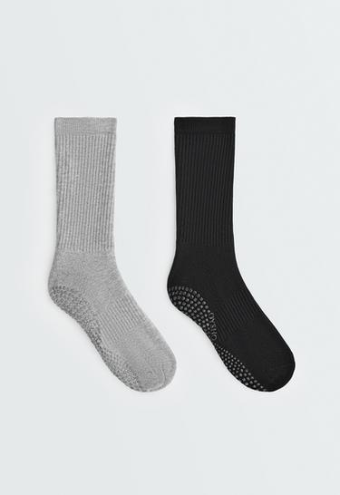2 pairs of classic cotton blend yoga and Pilates socks — BLACK 1