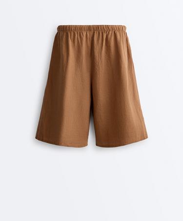 100% linen midi Bermuda shorts — TOFFEE 8