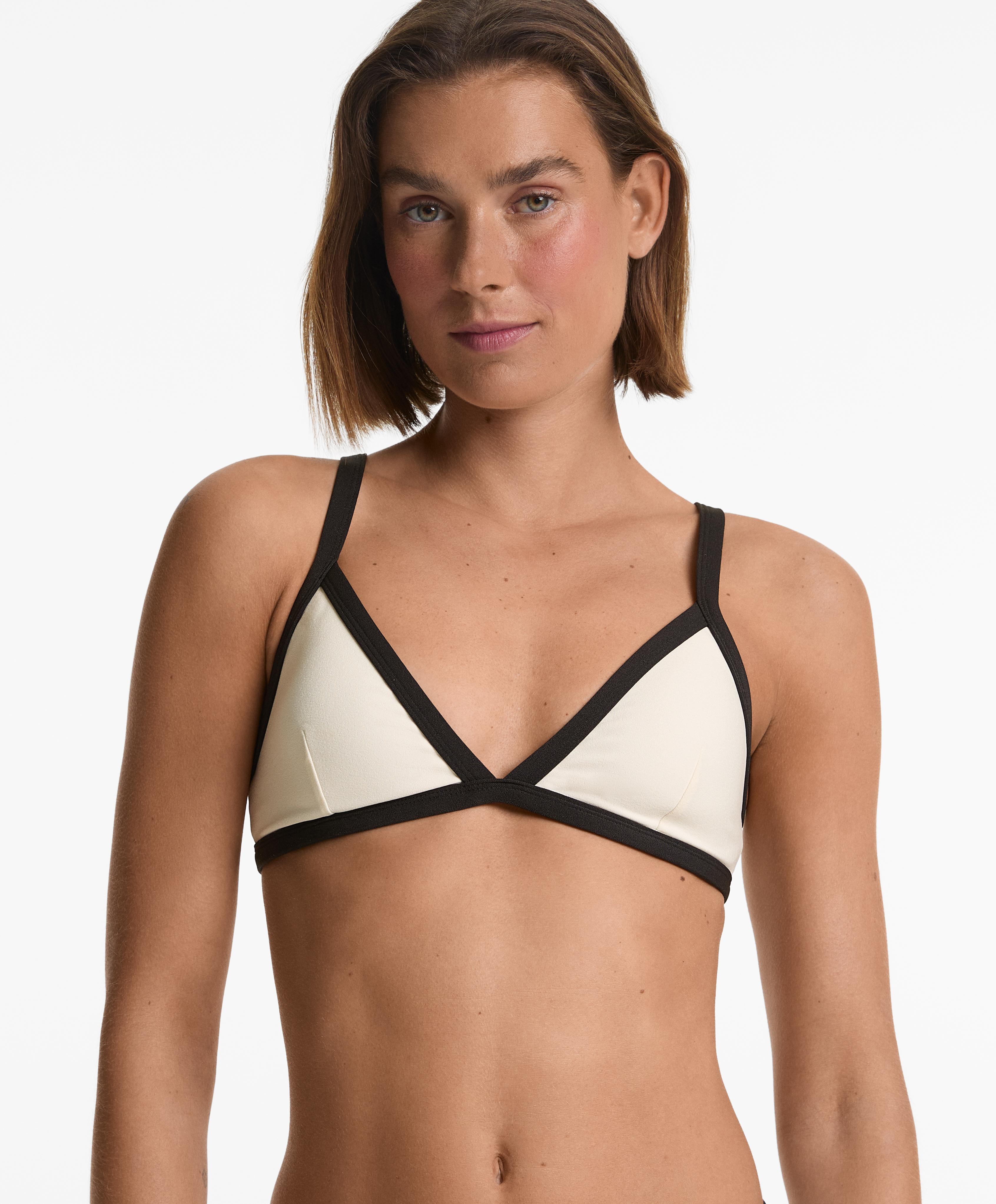 Triangel bikinitop met contrasterende biezen Triangel bikinitop met contrasterende biezen