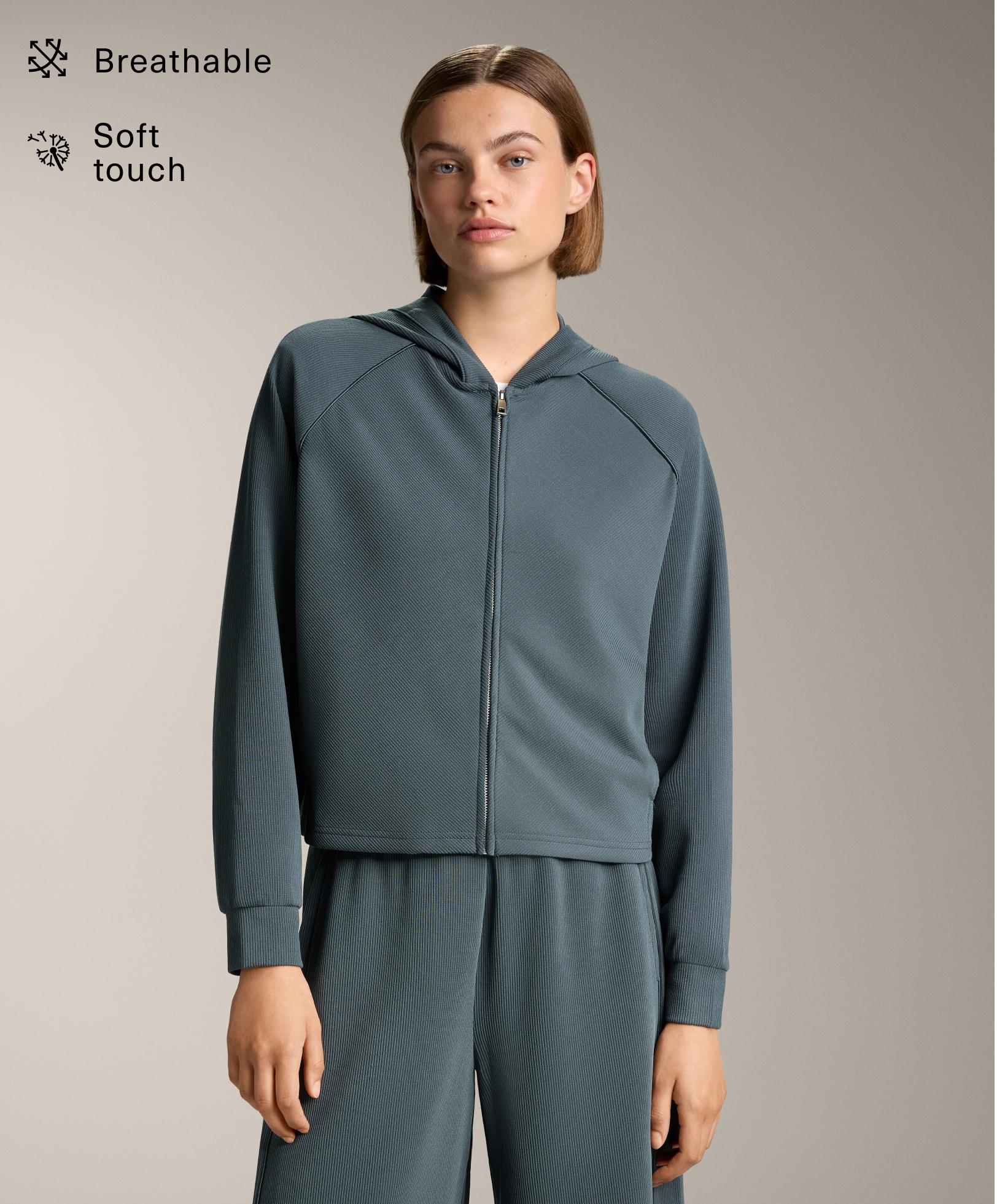 Rib hooded jacket 29% modal