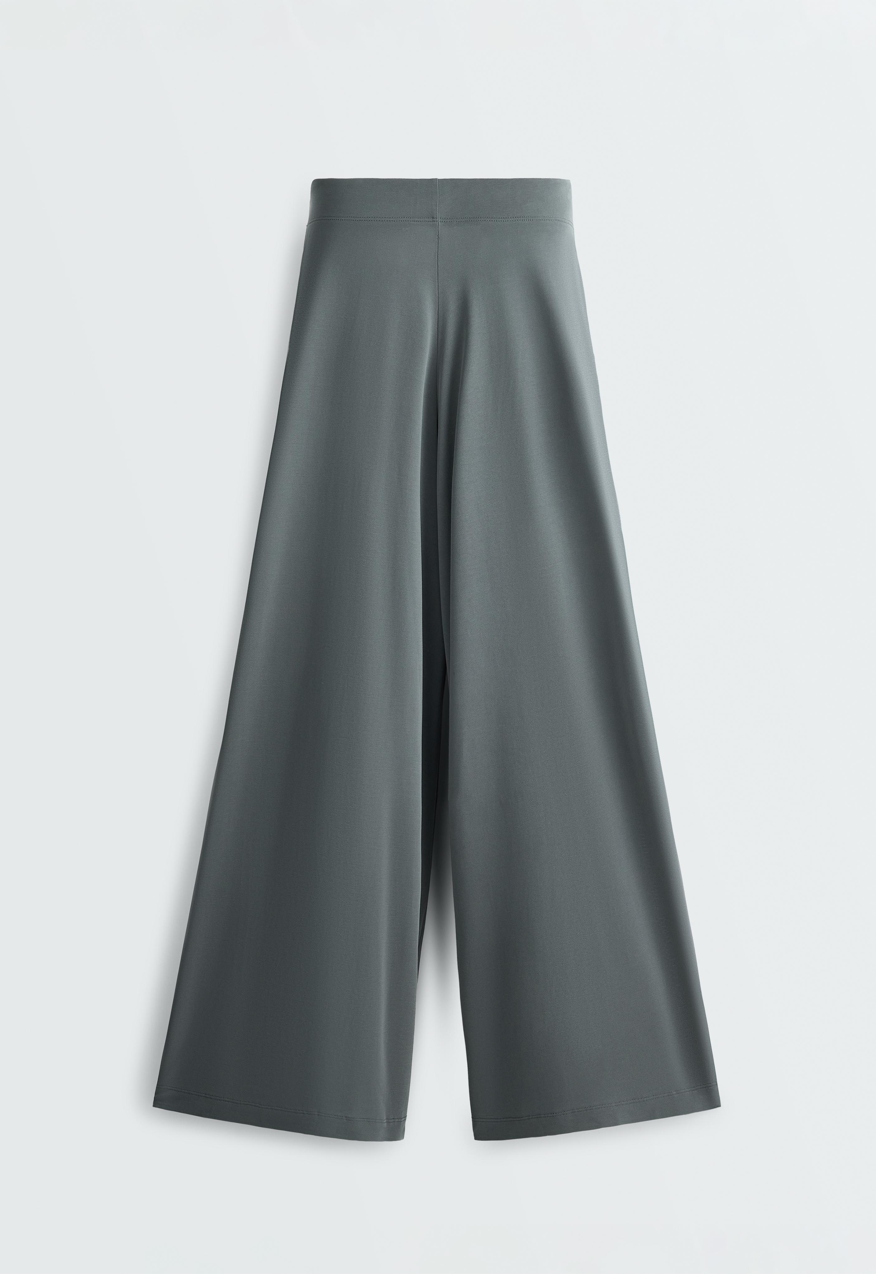 Floaty trousers with pleated modal blend waist — STEEL GREY