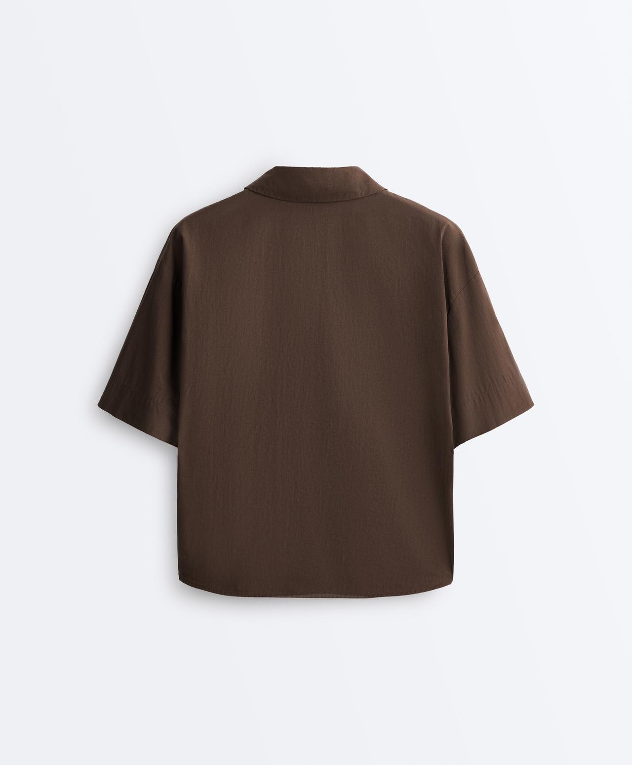 100% cotton poplin polo shirt — DARK BROWN