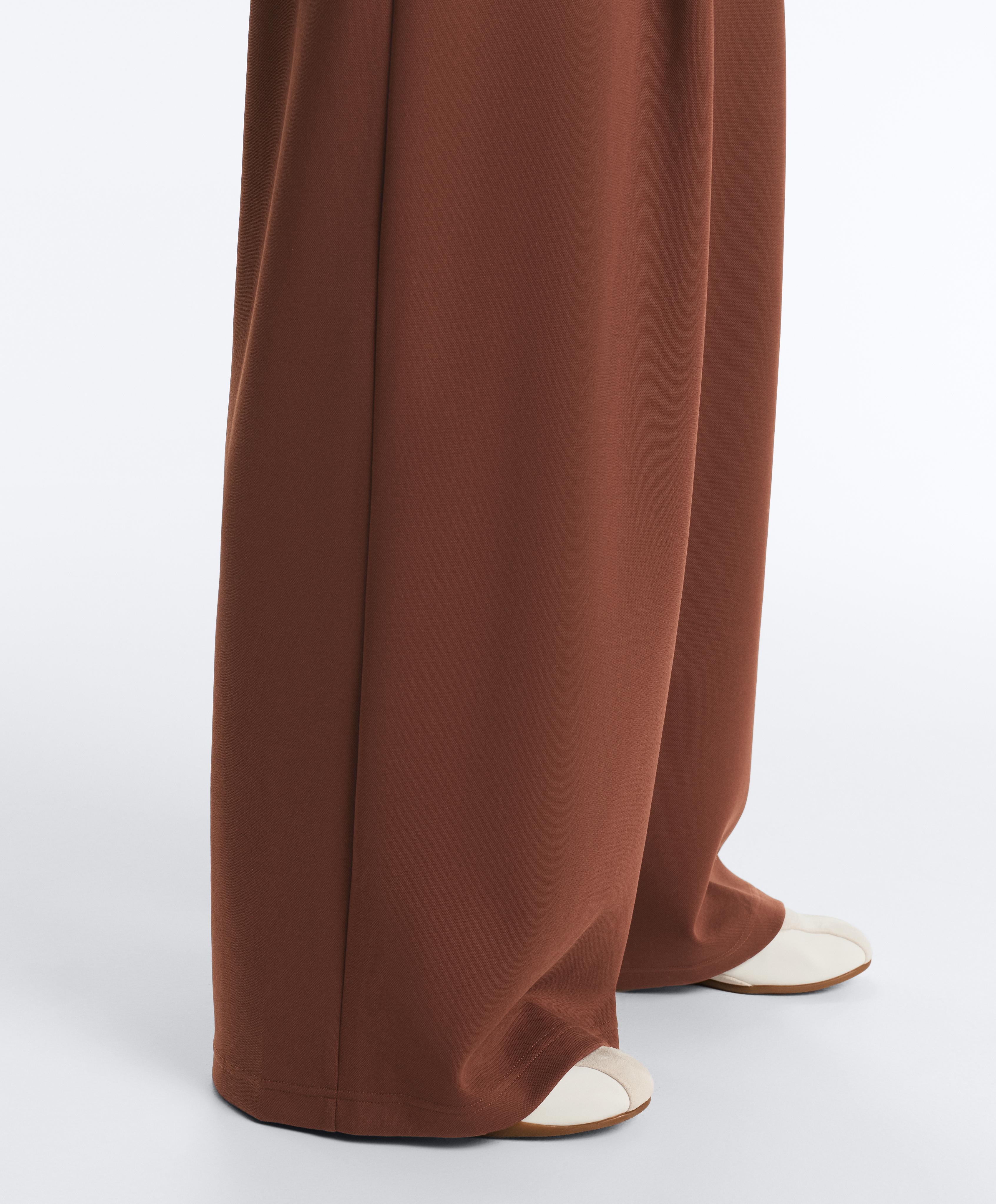 Wide-leg high-rise cotton piqué trousers | OYSHO România