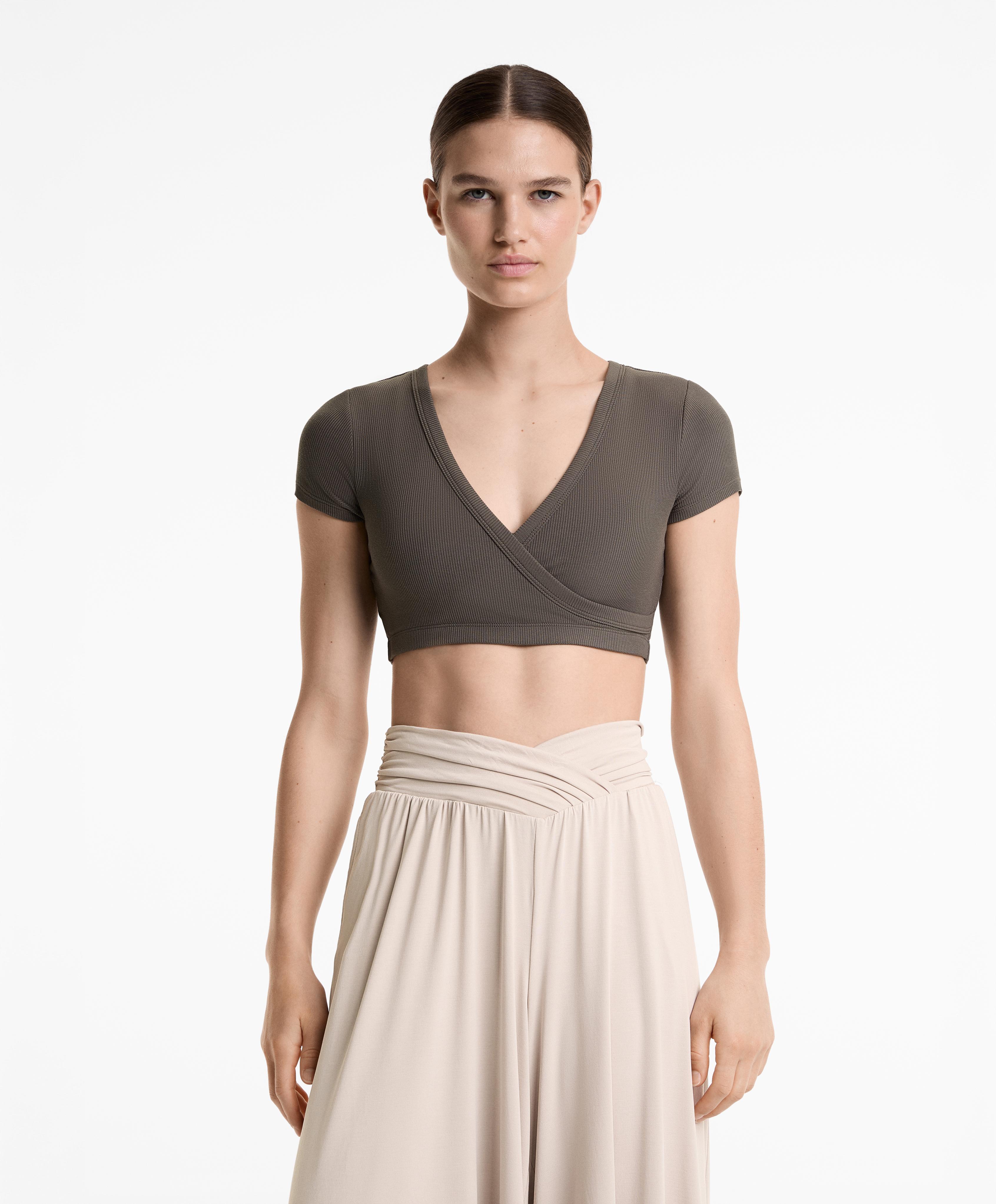 Tank top croisé rib mélange modal Tank top croisé rib mélange modal