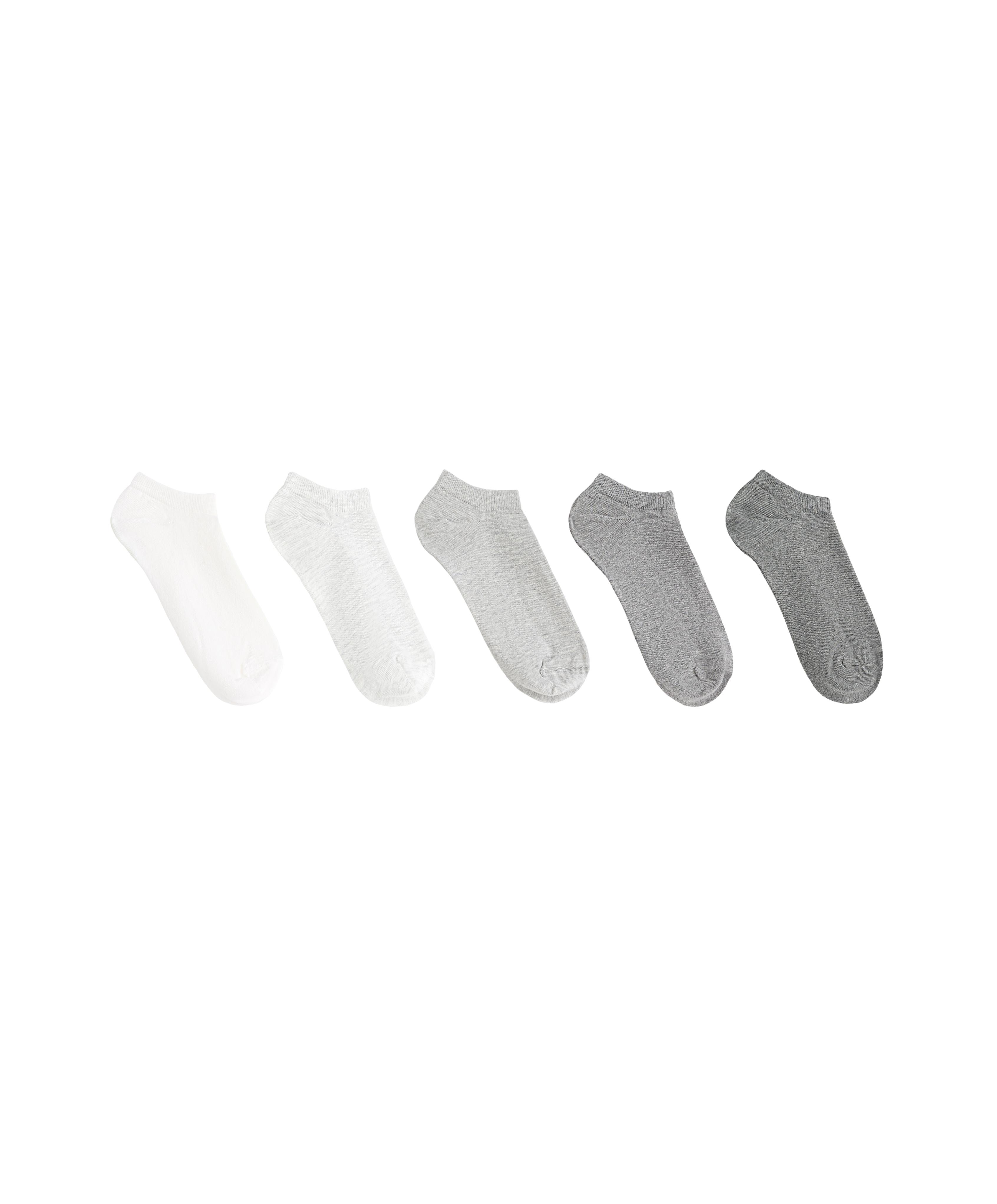 5 pairs of cotton sneaker socks — PALE GREY MELANGE