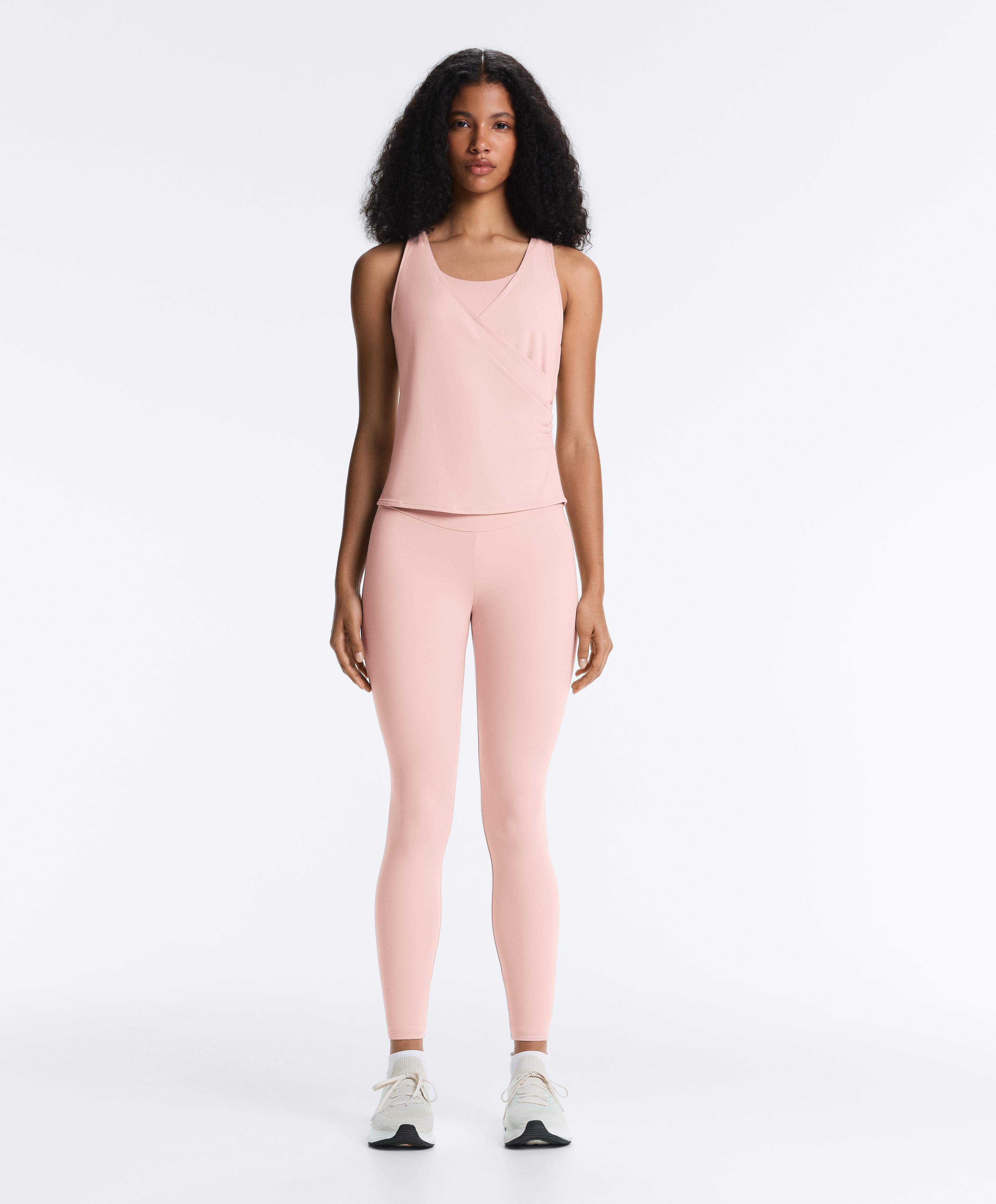 Cross-over sleeveless Comfortlux T-shirt — NUDE PINK