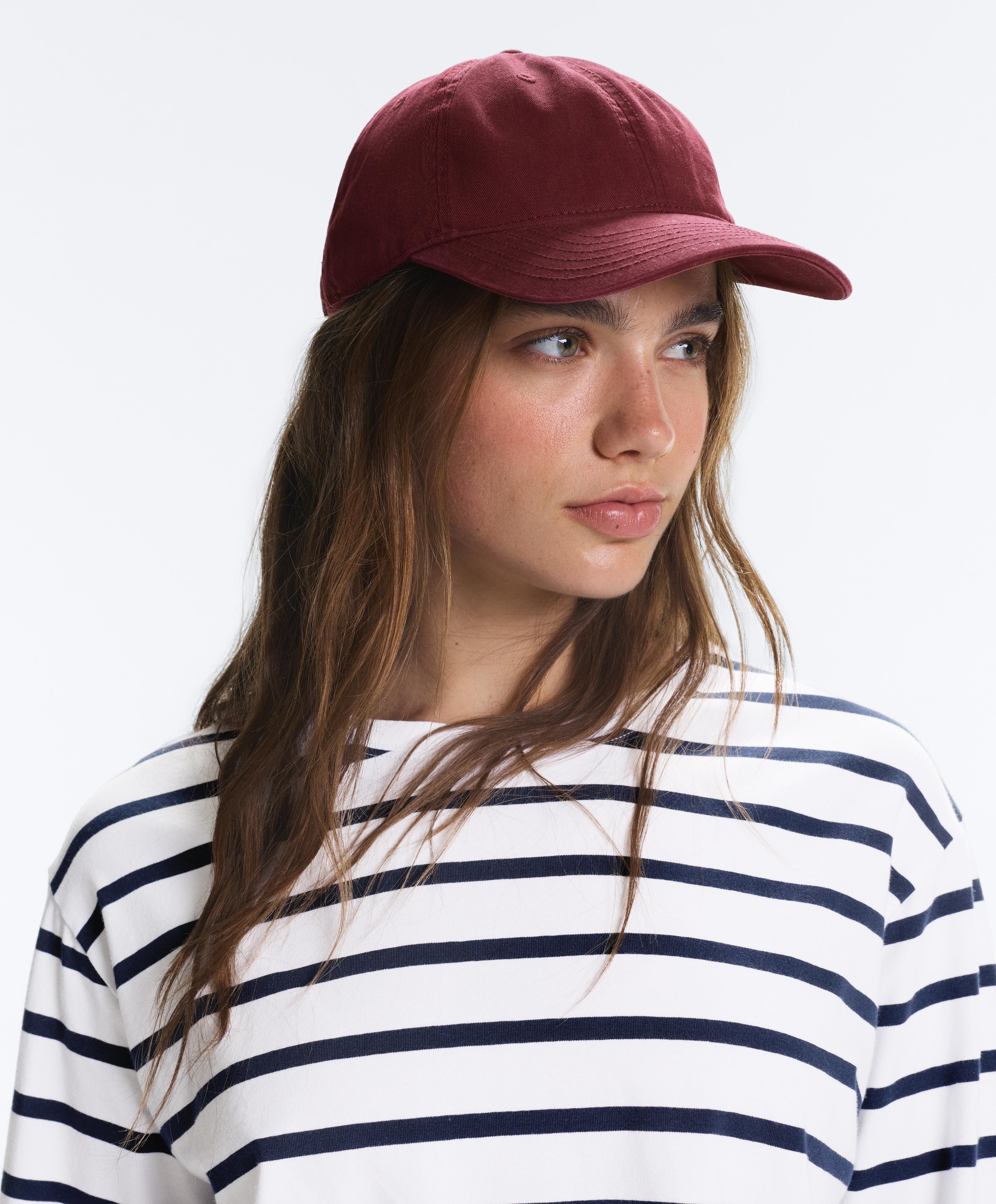 Washed-effect 100% cotton cap — BURGUNDY