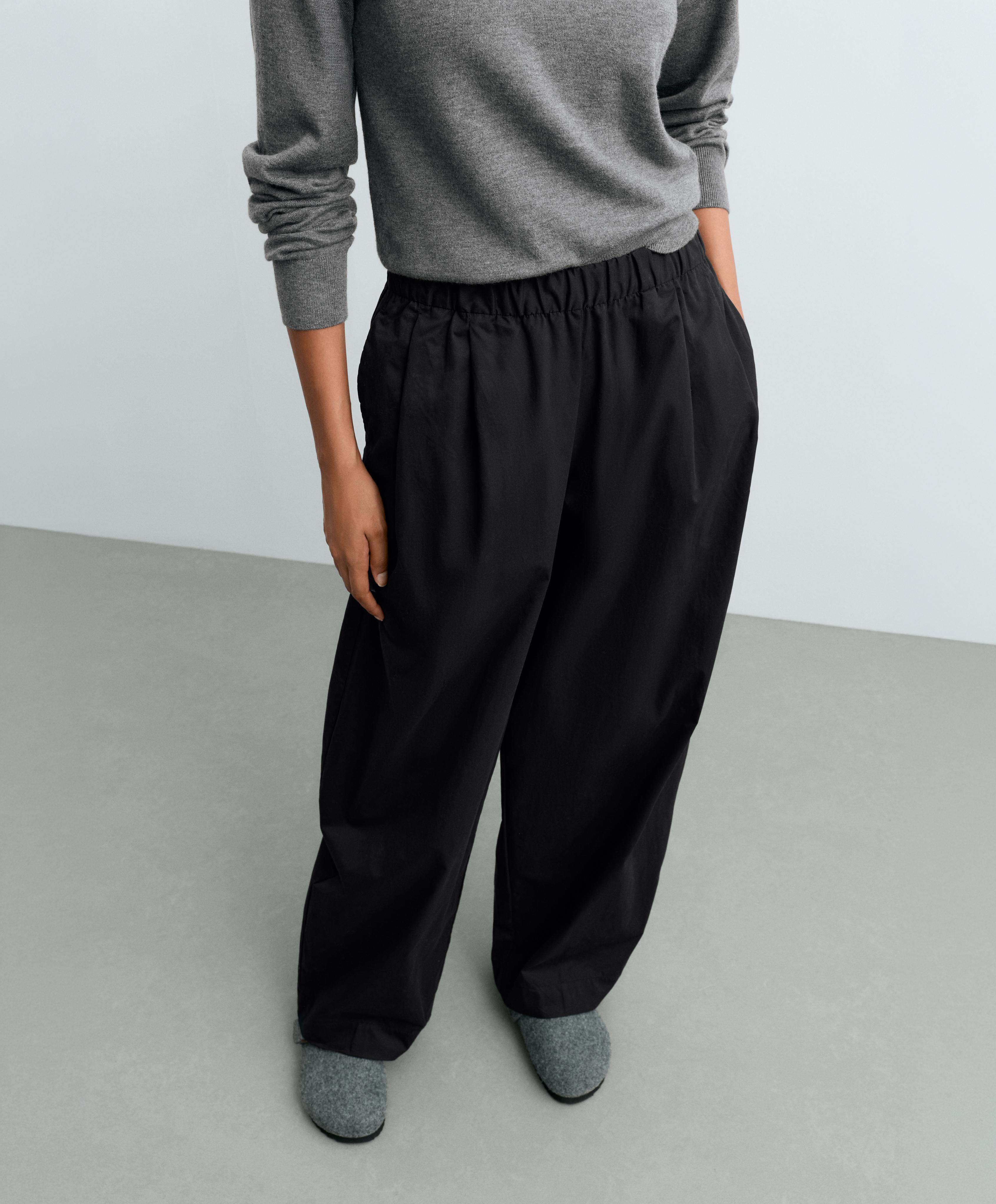 100% cotton tapered trousers — BLACK