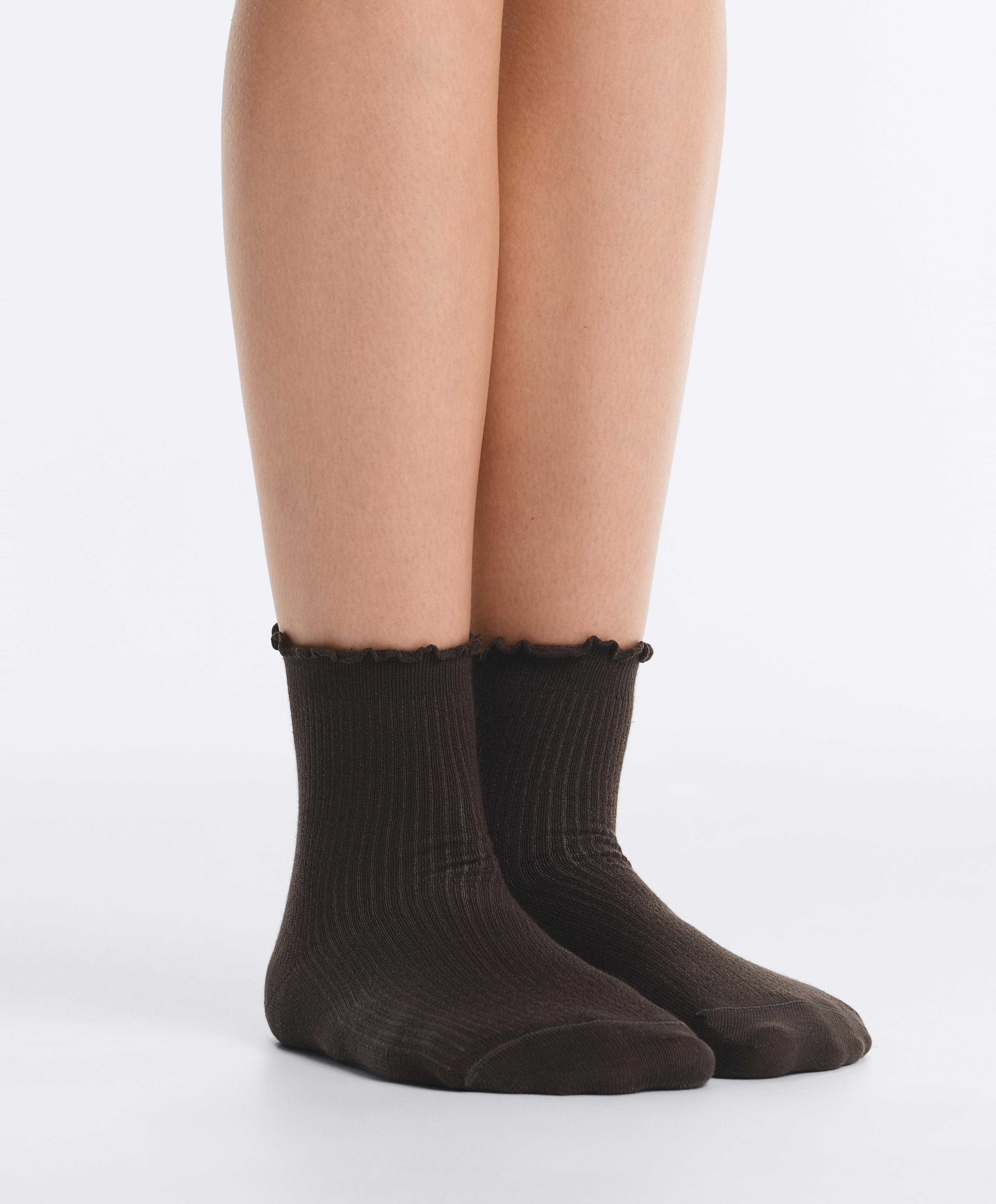 3 pairs of cotton blend quarter socks with curled edge 3 pairs of cotton blend quarter socks with curled edge