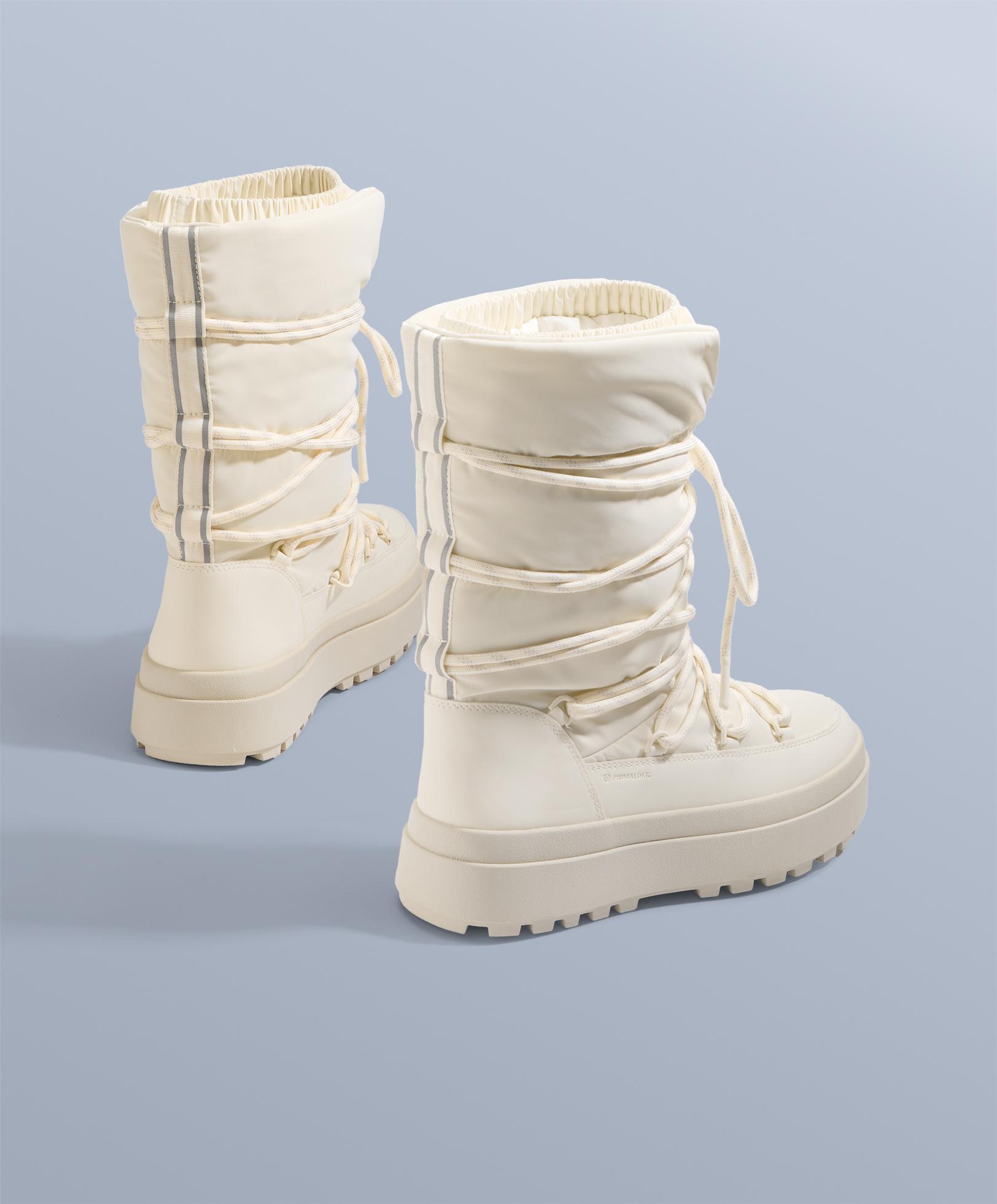 Laced nylon après-ski boots — ECRU