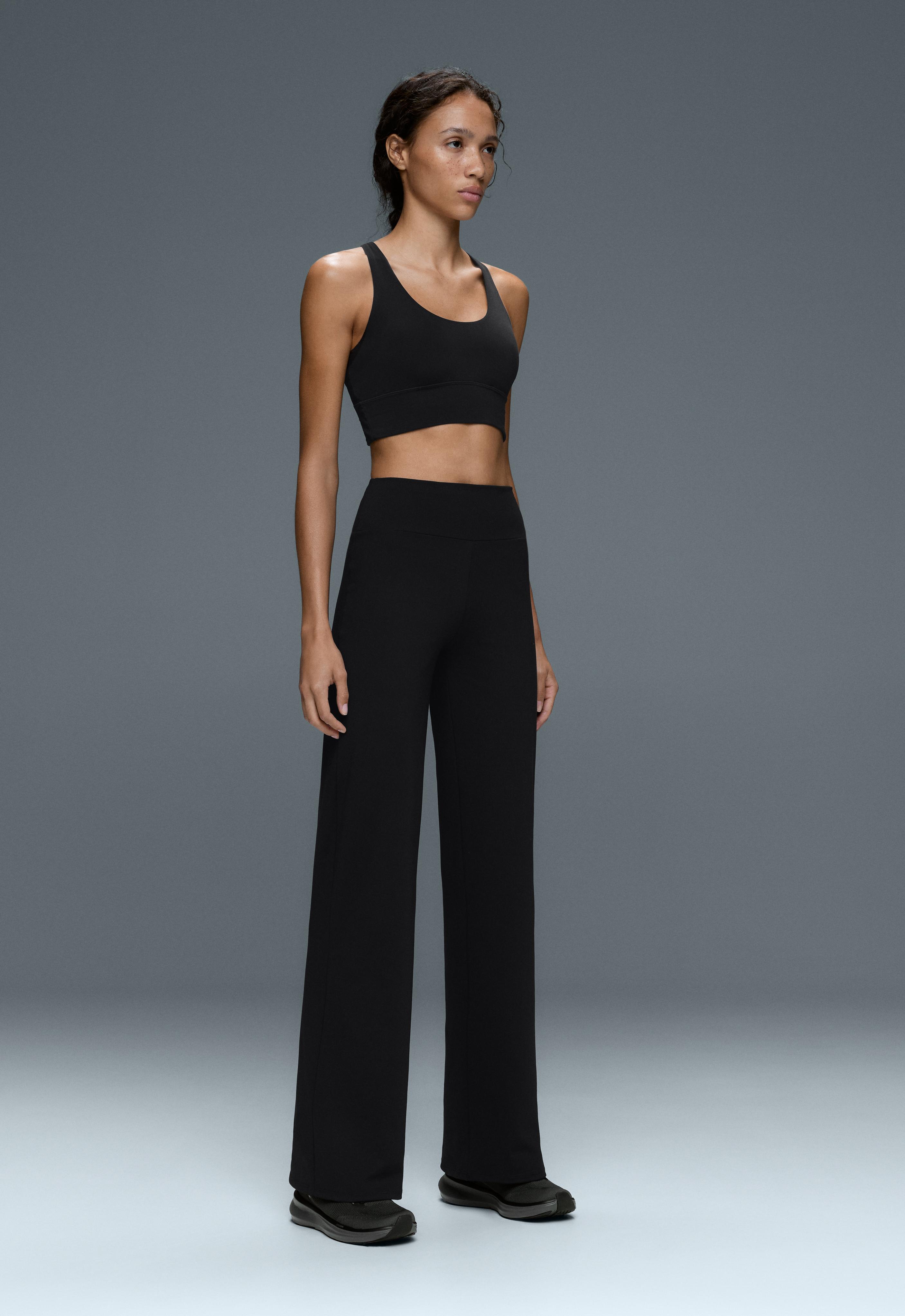High-rise Comfortlux straight-leg trousers — BLACK