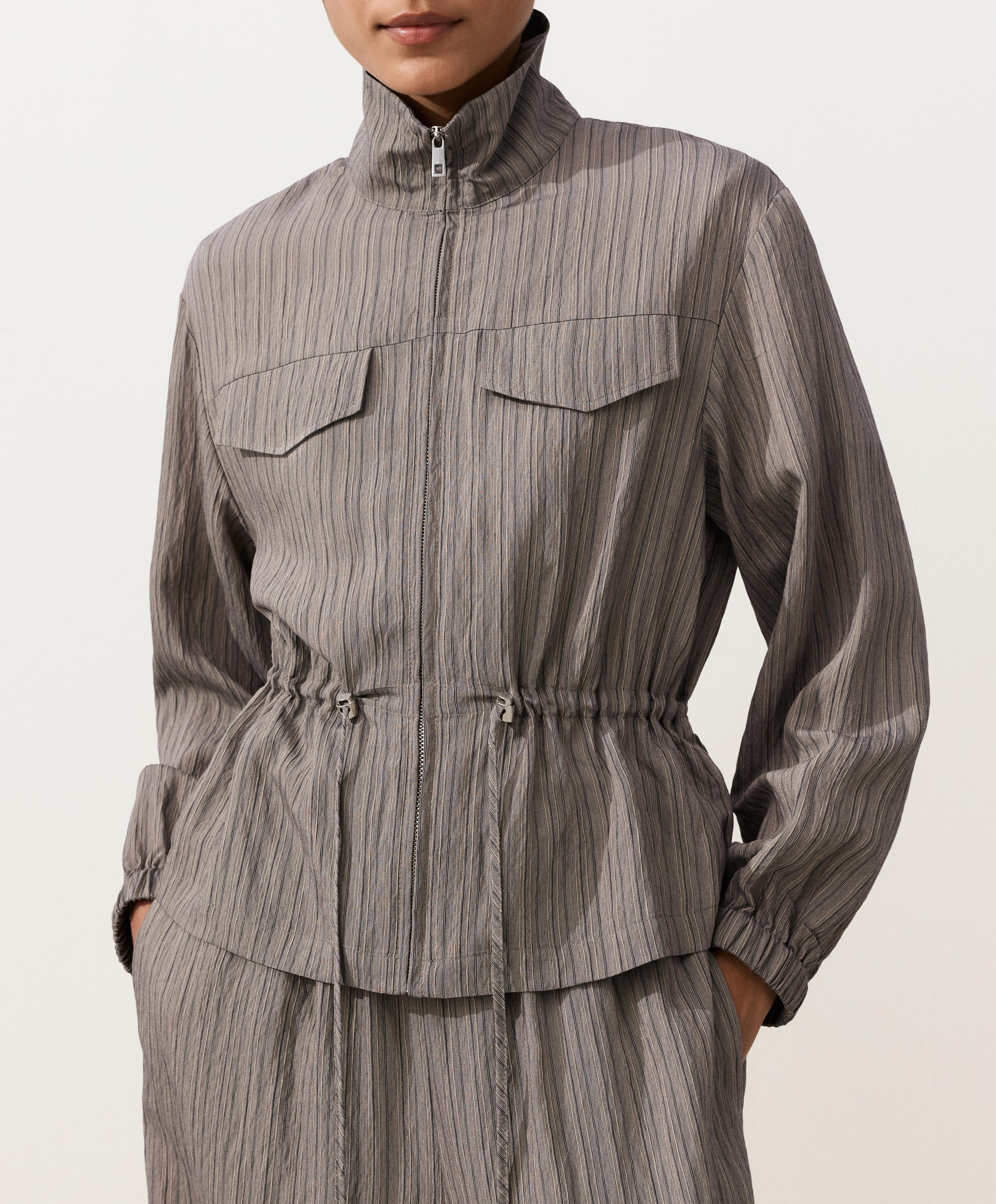 Striped Saharan jacket — CHARCOAL GREY