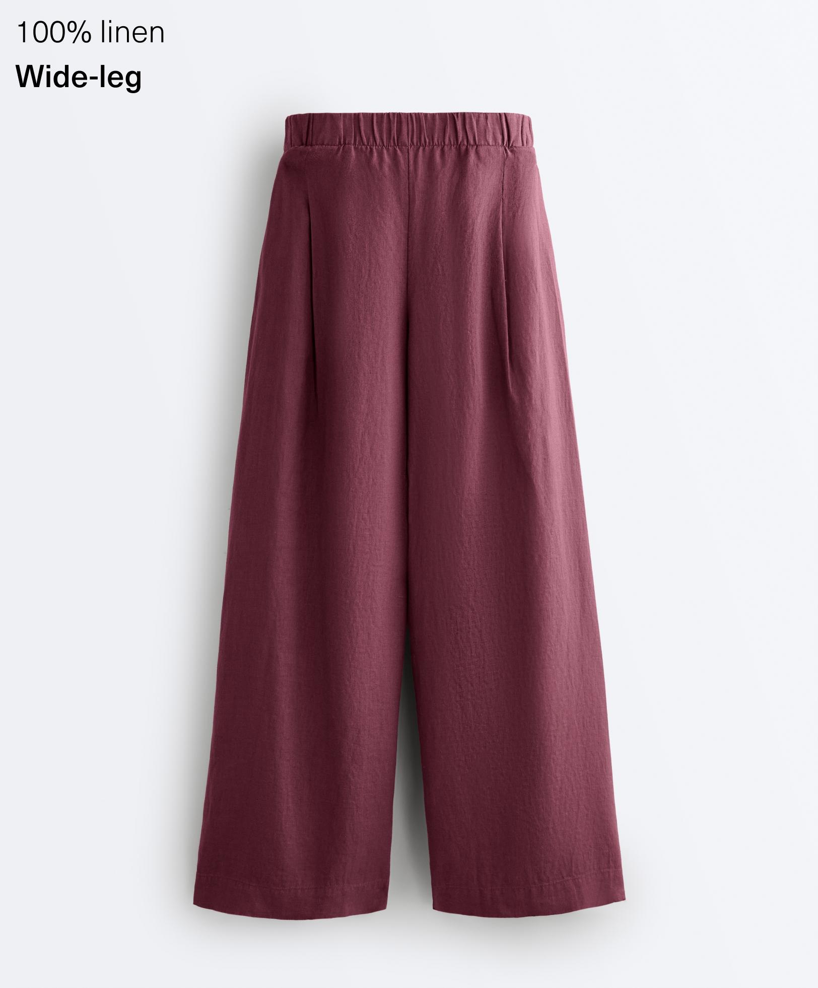 Pantalon wide leg 100&nbsp;% lin