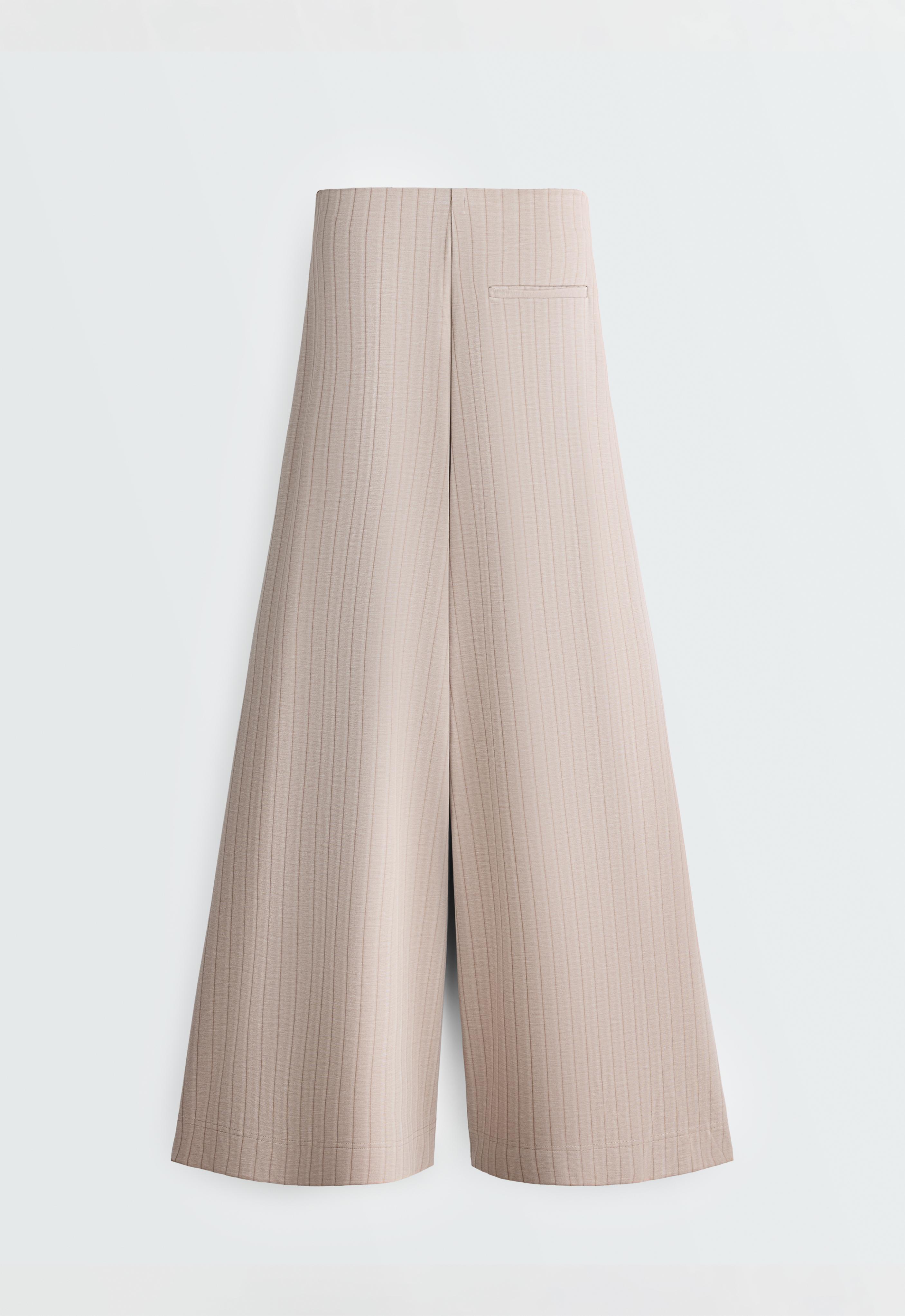 Soft-touch striped wide-leg trousers — SOFT MINK