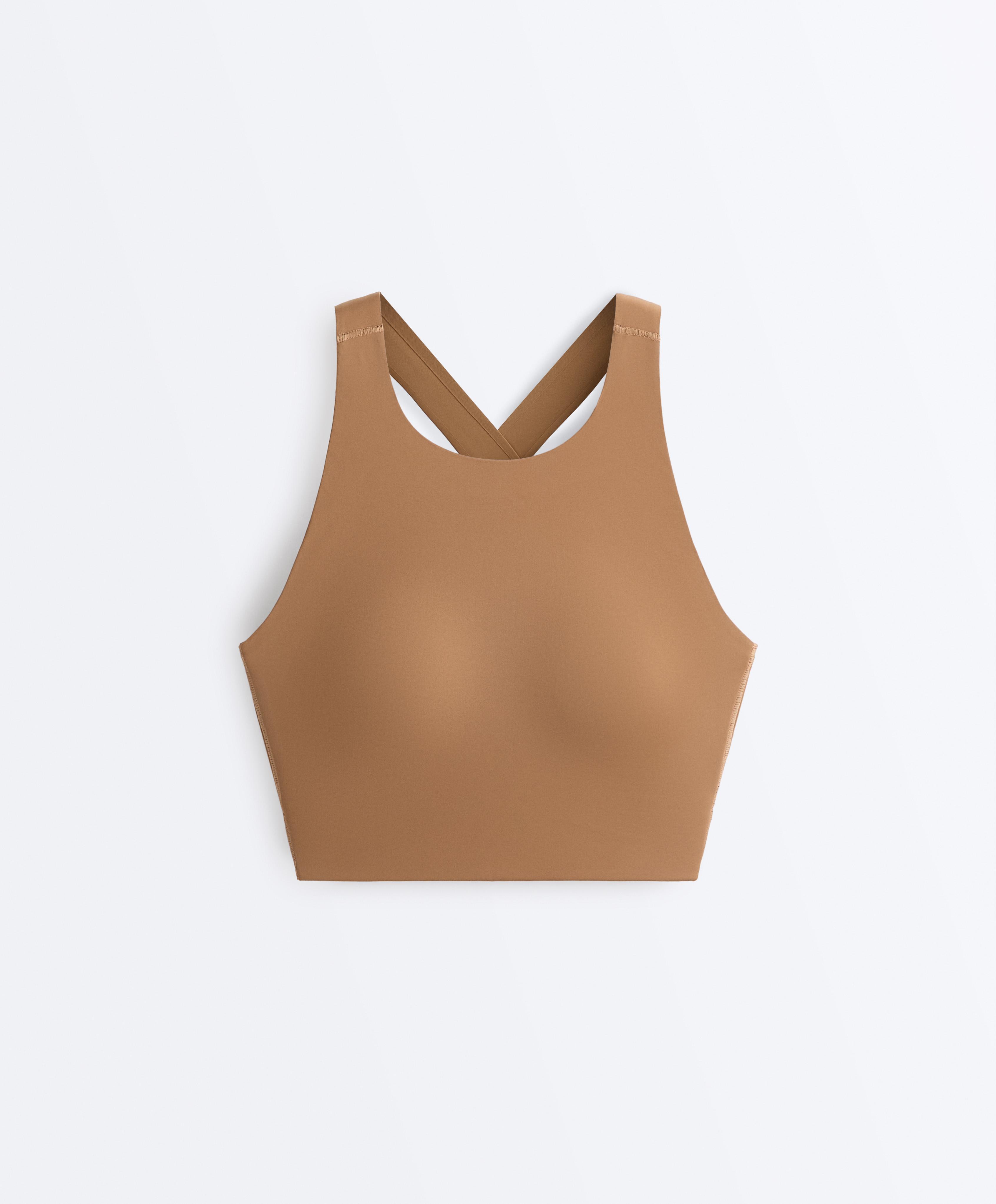 Light Touch crossover back tank top — PALE BROWN