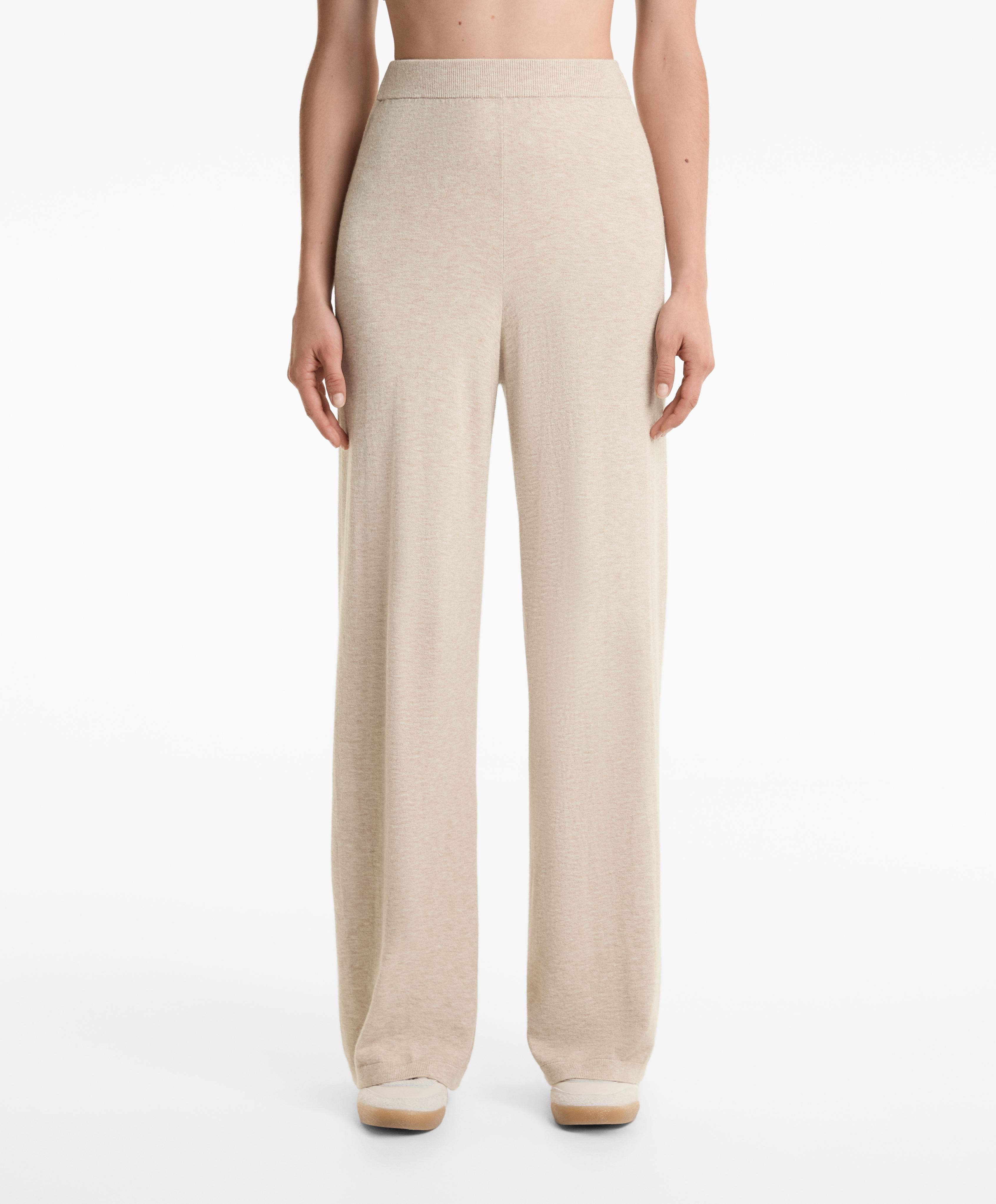 Wide-leg knit trousers