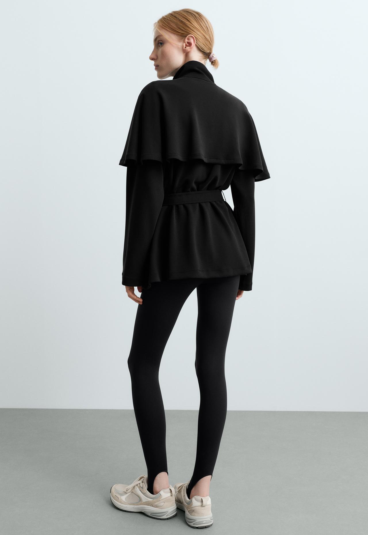 Long modal soft-touch cape jacket — BLACK