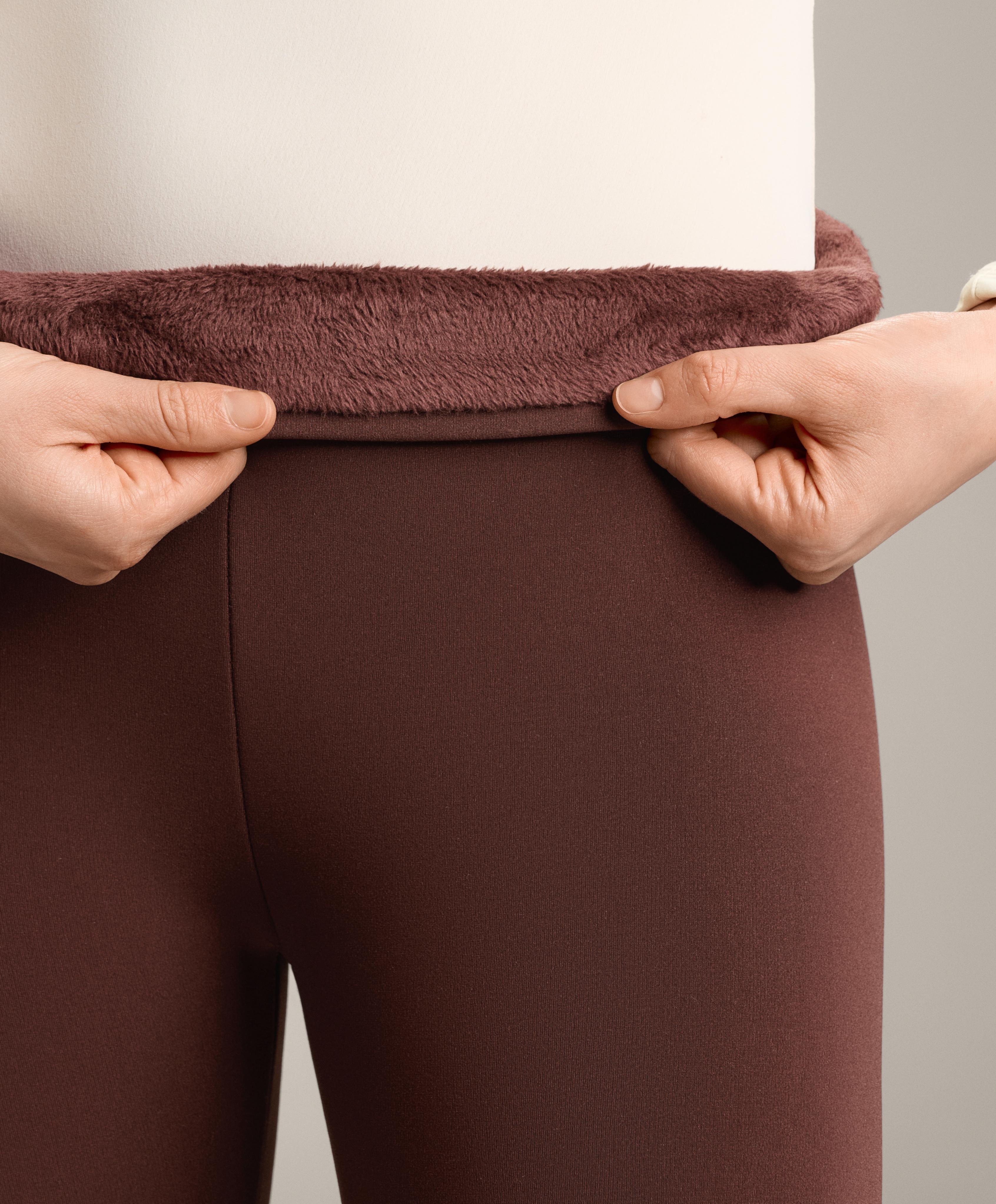 Super-extra-warm seamless 70cm high-rise ankle-length leggings — BURGUNDY