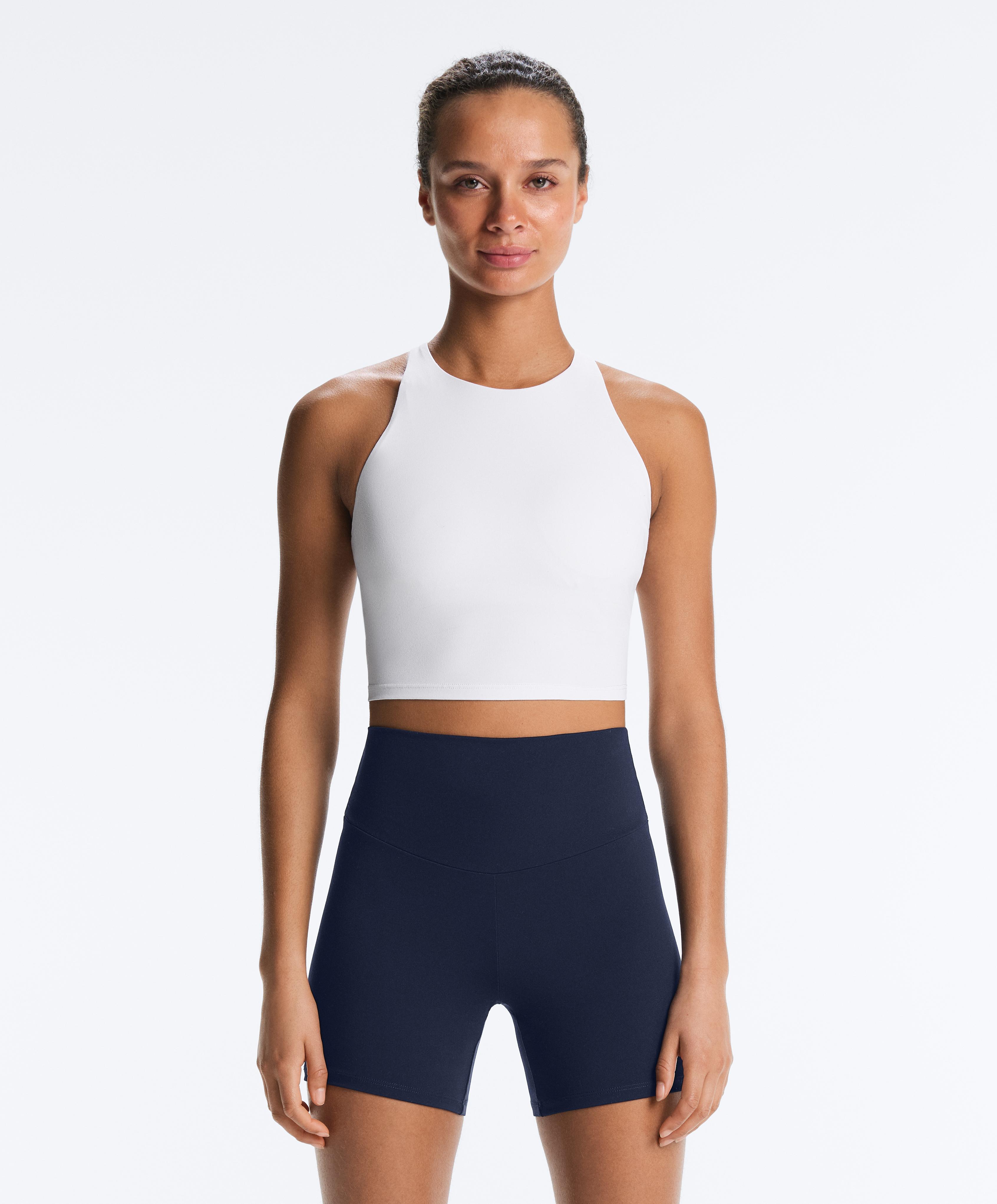 Comfortlux strappy tank top with cups — WHITE