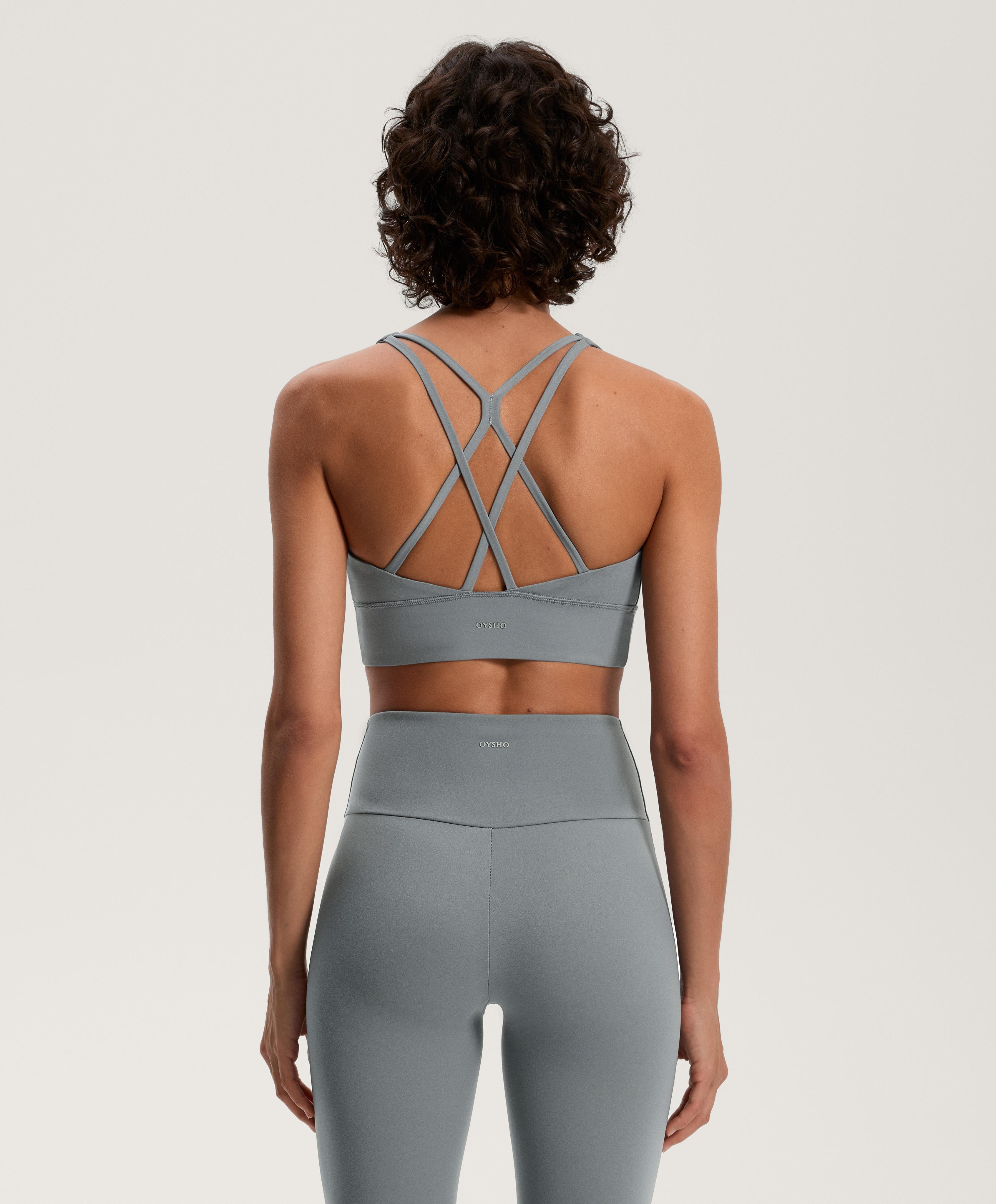 Medium-support Comfortlux sports bra with cups — STEEL BLUE