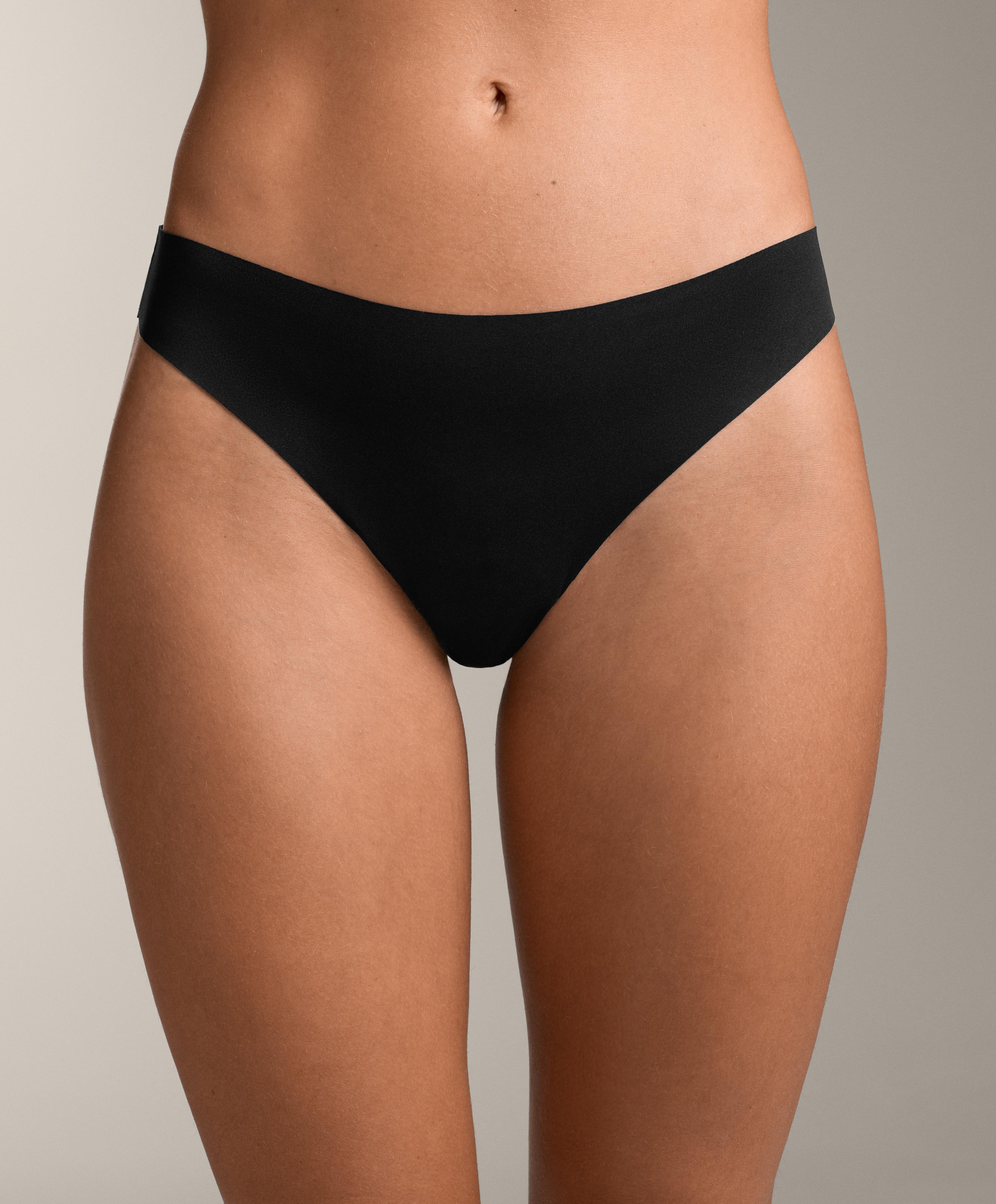 3 polyamide blend invisible thongs — BLACK