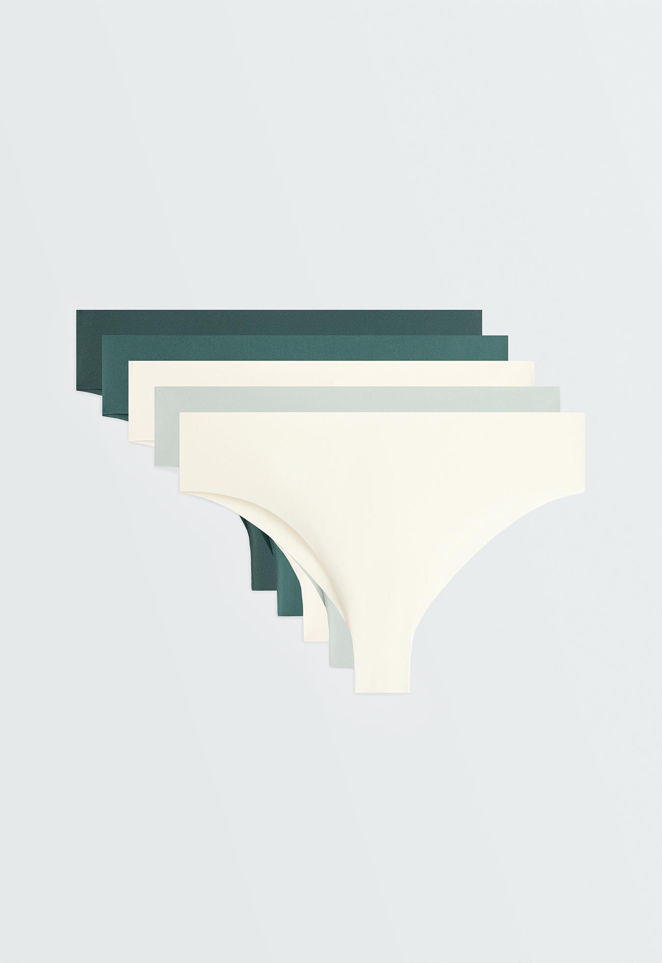 3 invisible polyamide blend laser-cut Brazilian briefs — WASHED GREEN