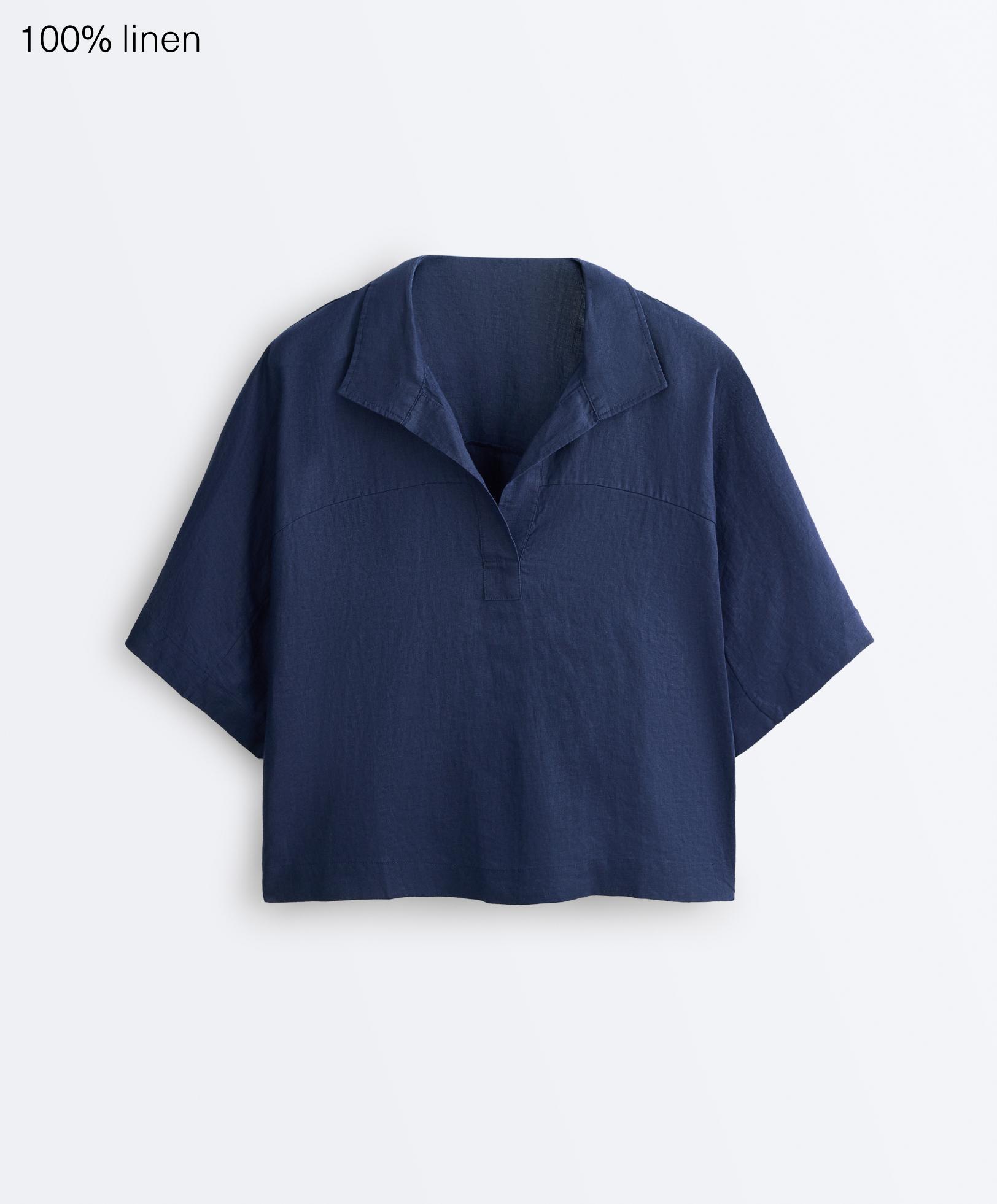 חולצת אוברסייז עם שרוול קצר מ-100% פשתן