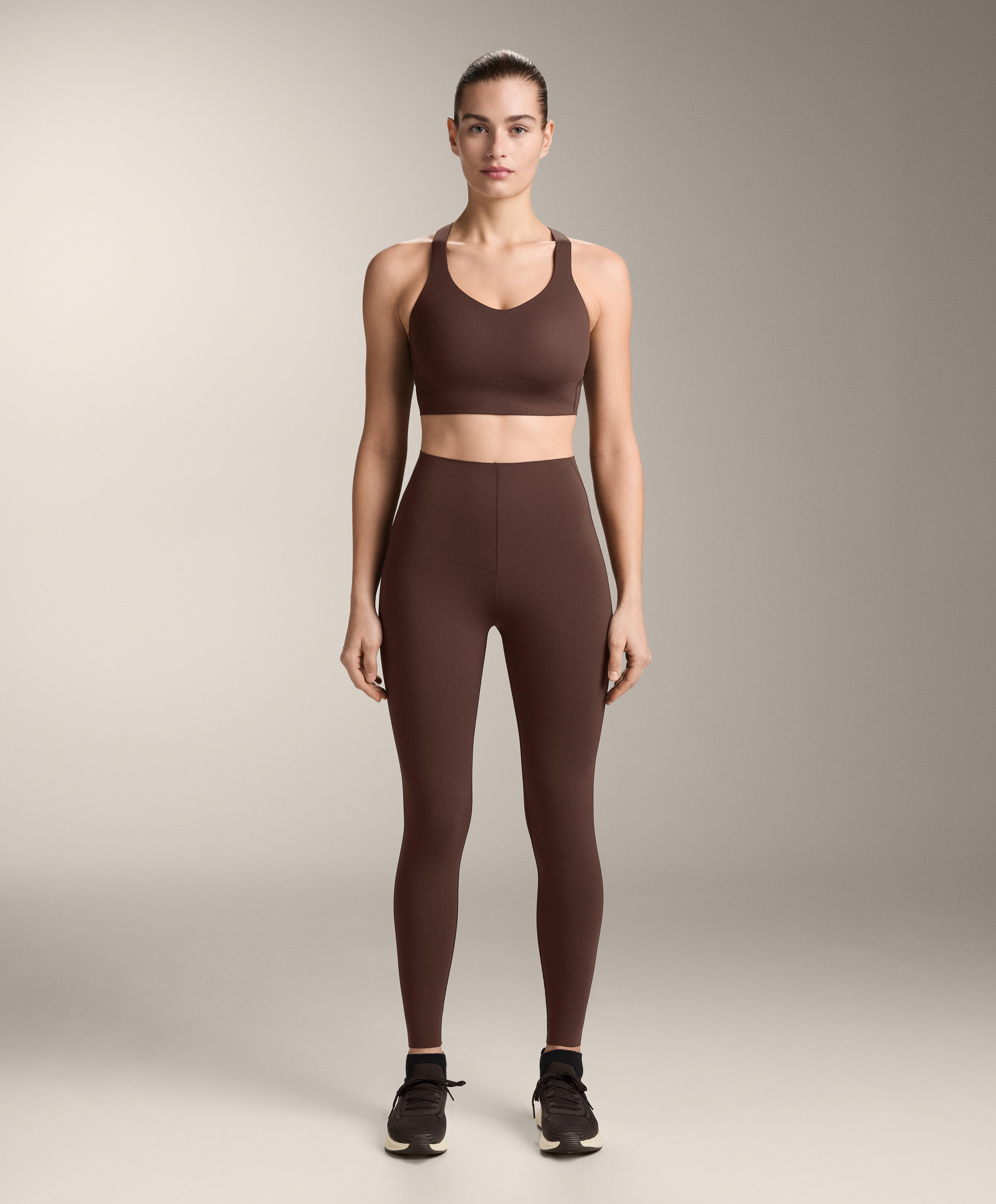 High-rise Compressive core-control ankle-length leggings