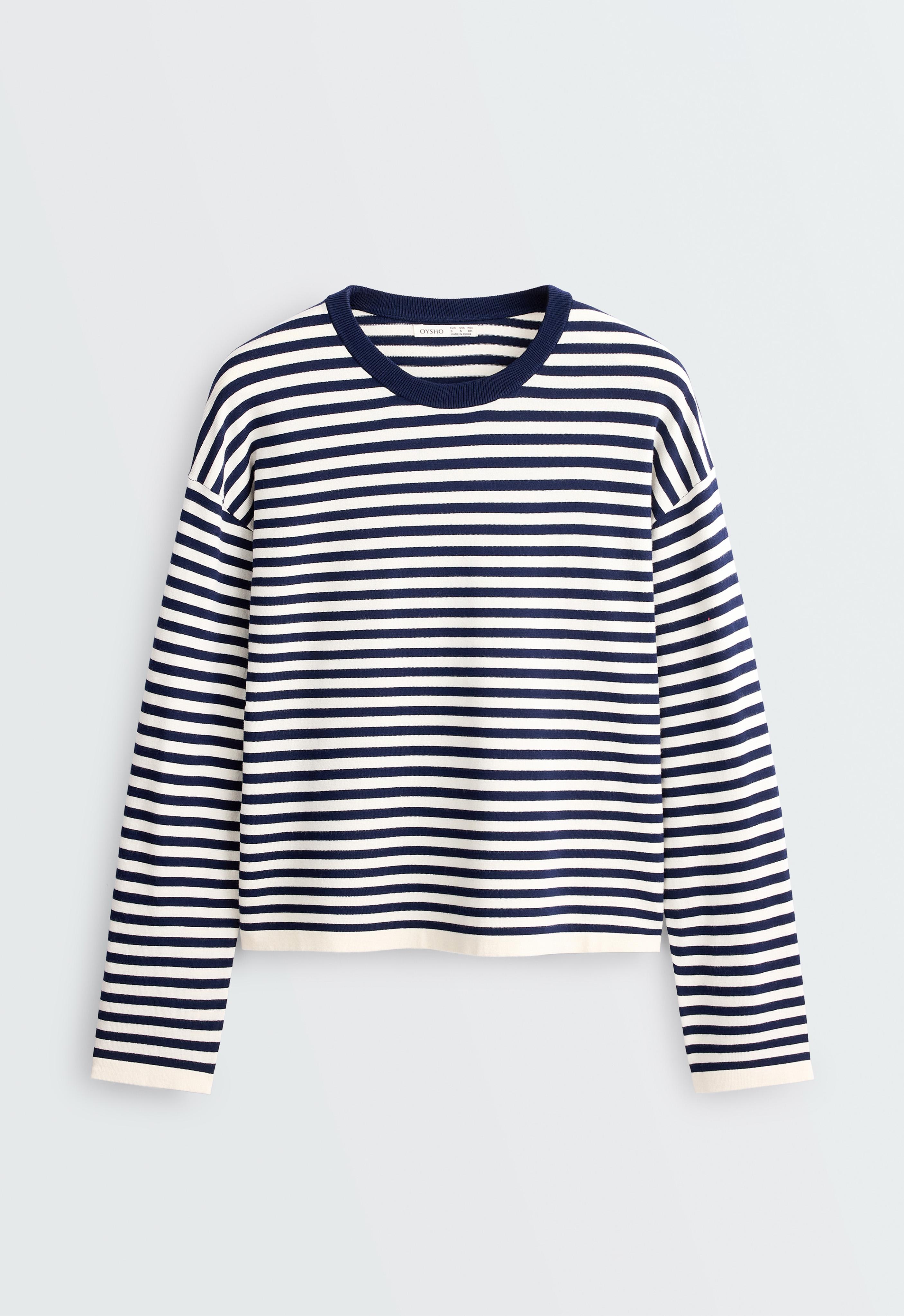 Fine knit striped jumper — PALE ECRU