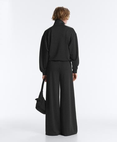 Wide-leg check trousers — BLACK 8