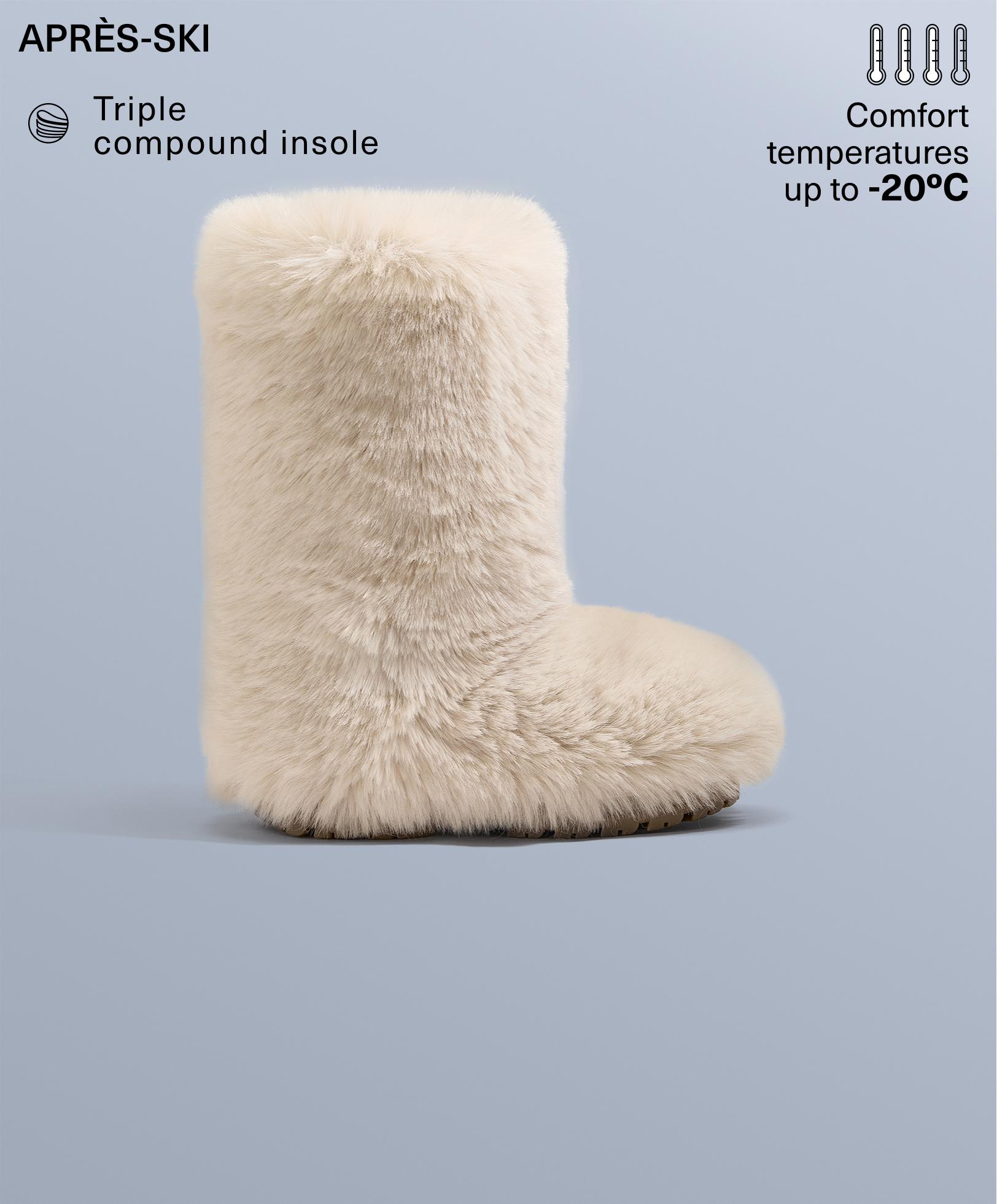 Technical faux-fur effect boot — ECRU