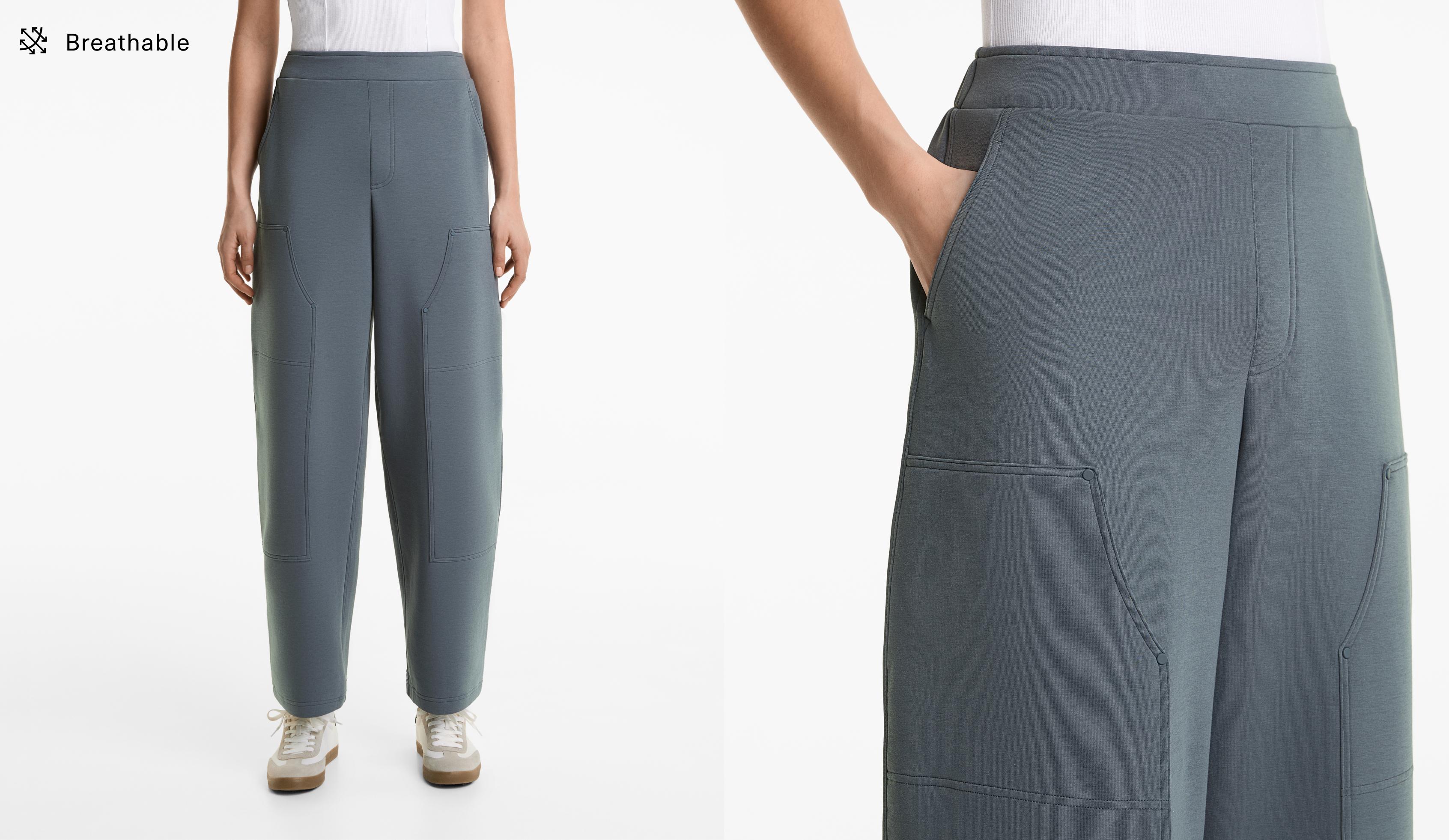 Relaxed cotton blend trousers with front details