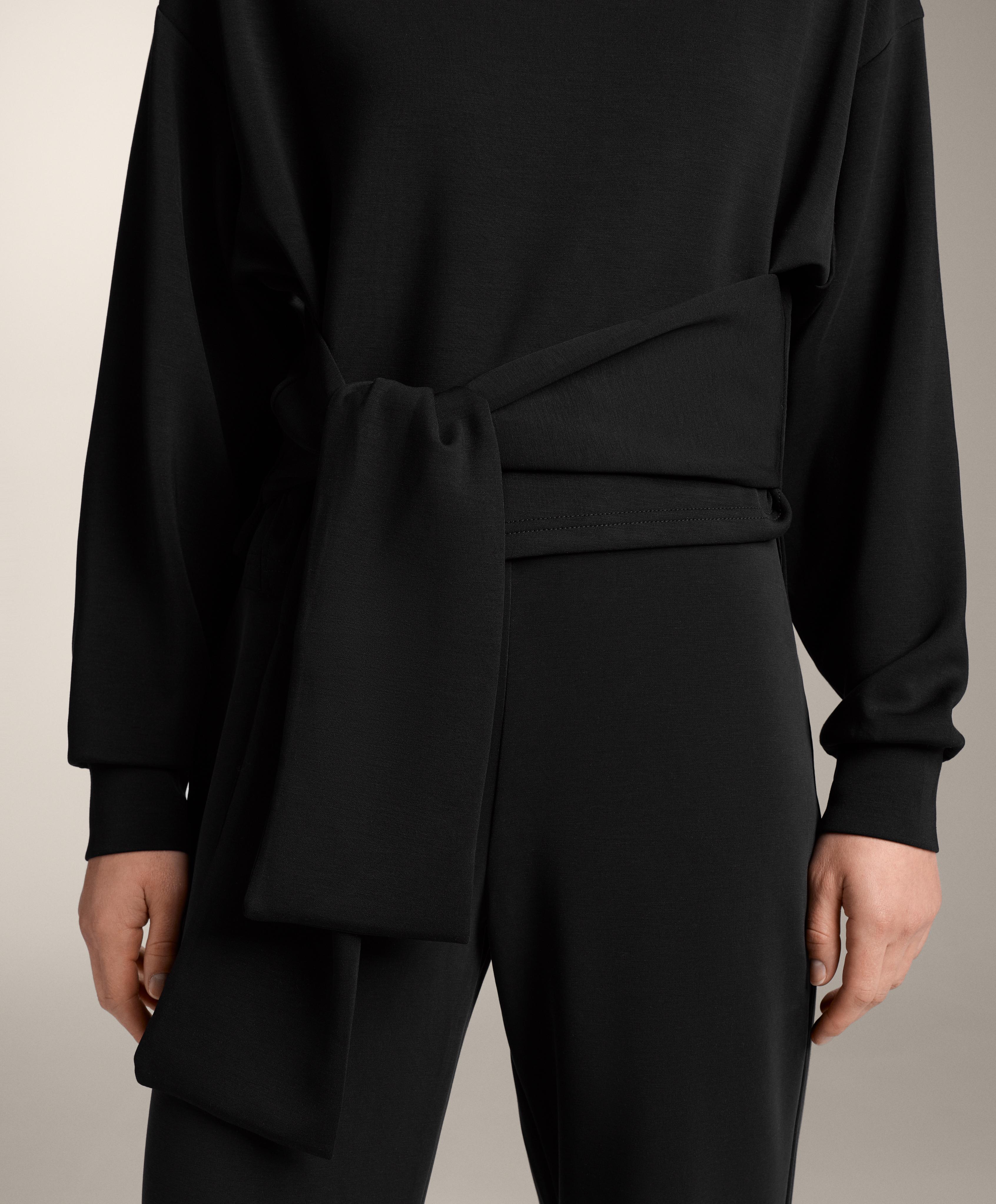 Soft-touch knotted sweatshirt with modal — BLACK