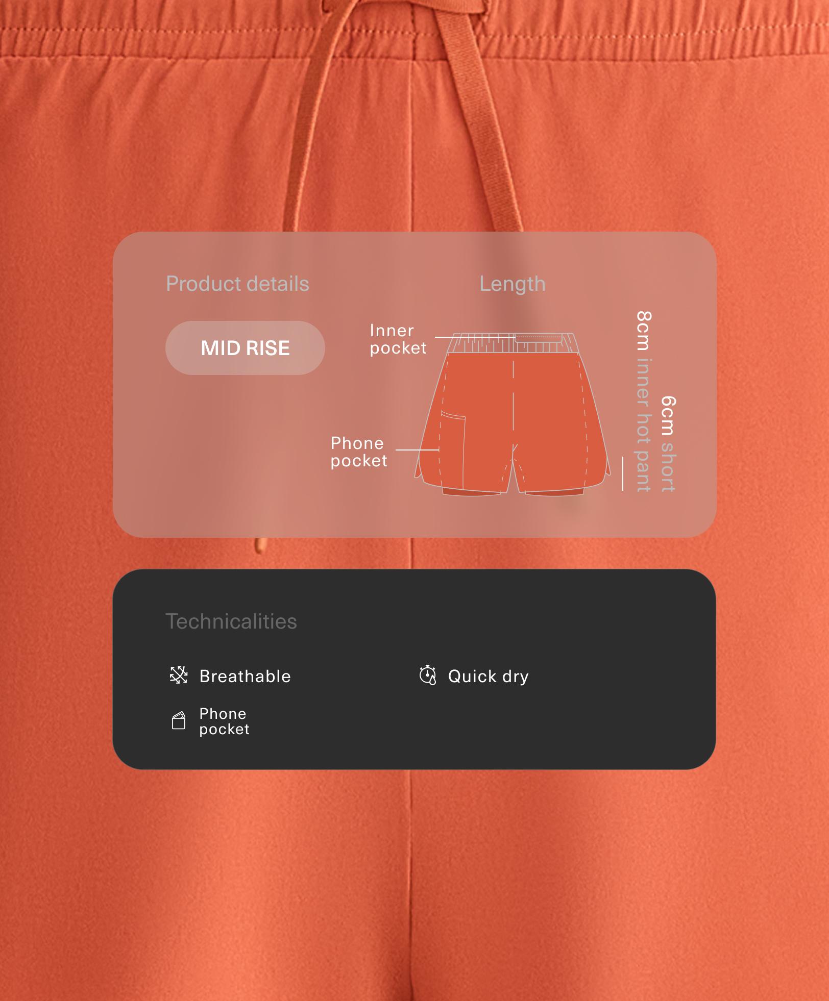 2-in-1 Mid Rise Light Touch Shorts