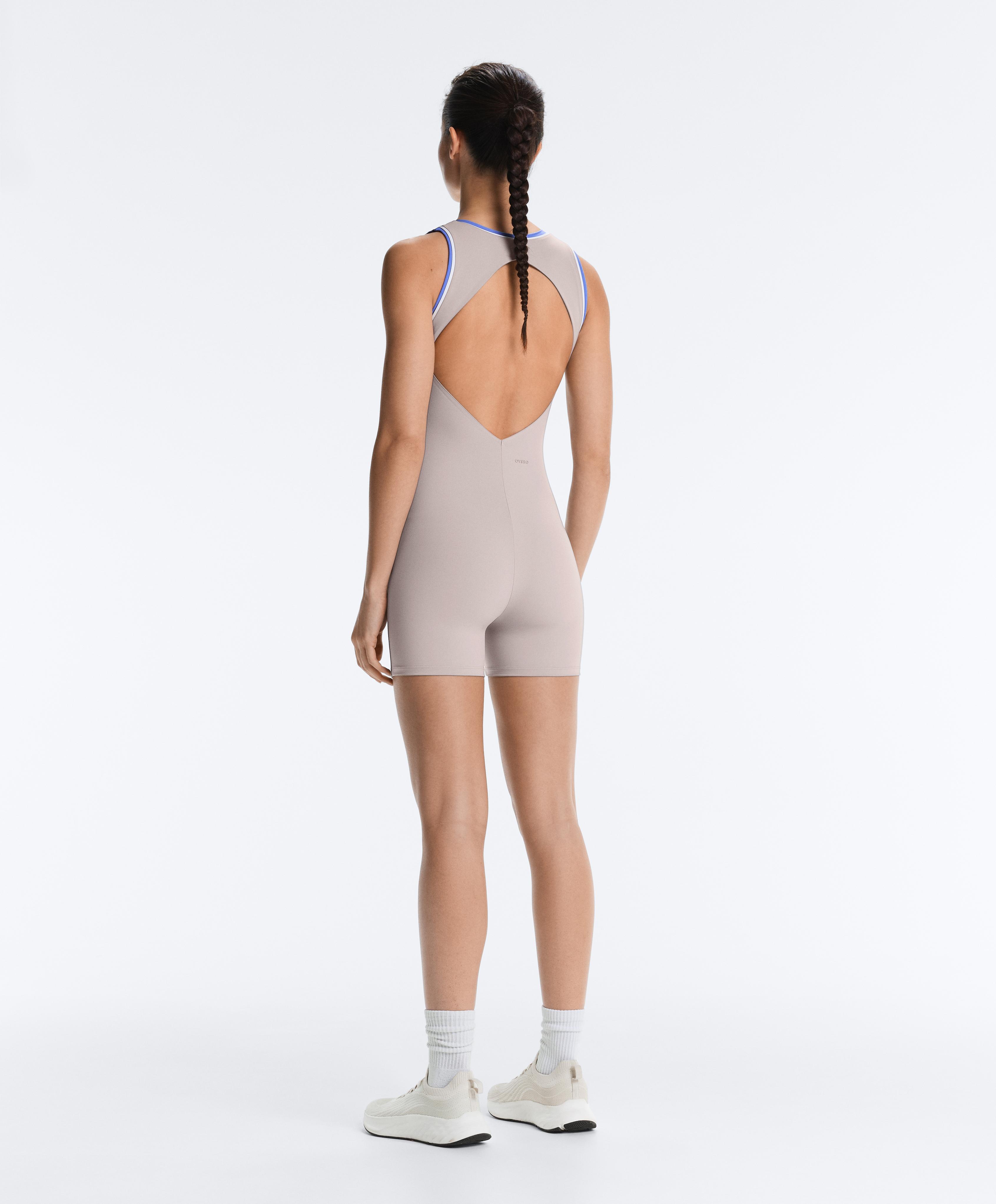 Contrast Compressive short jumpsuit — PINK-MINK