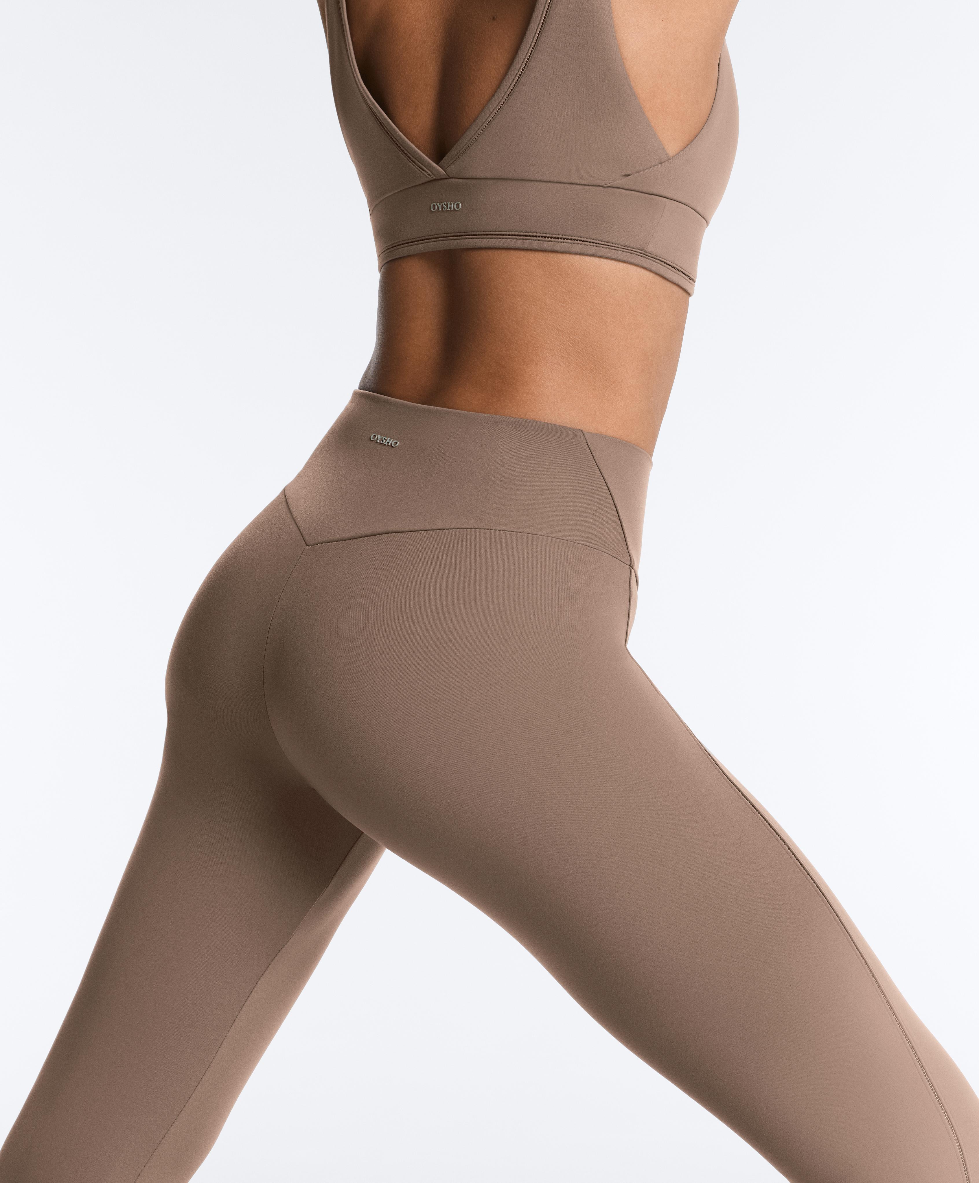 Comfortlux high-rise hemstitch ankle-length leggings — MINK