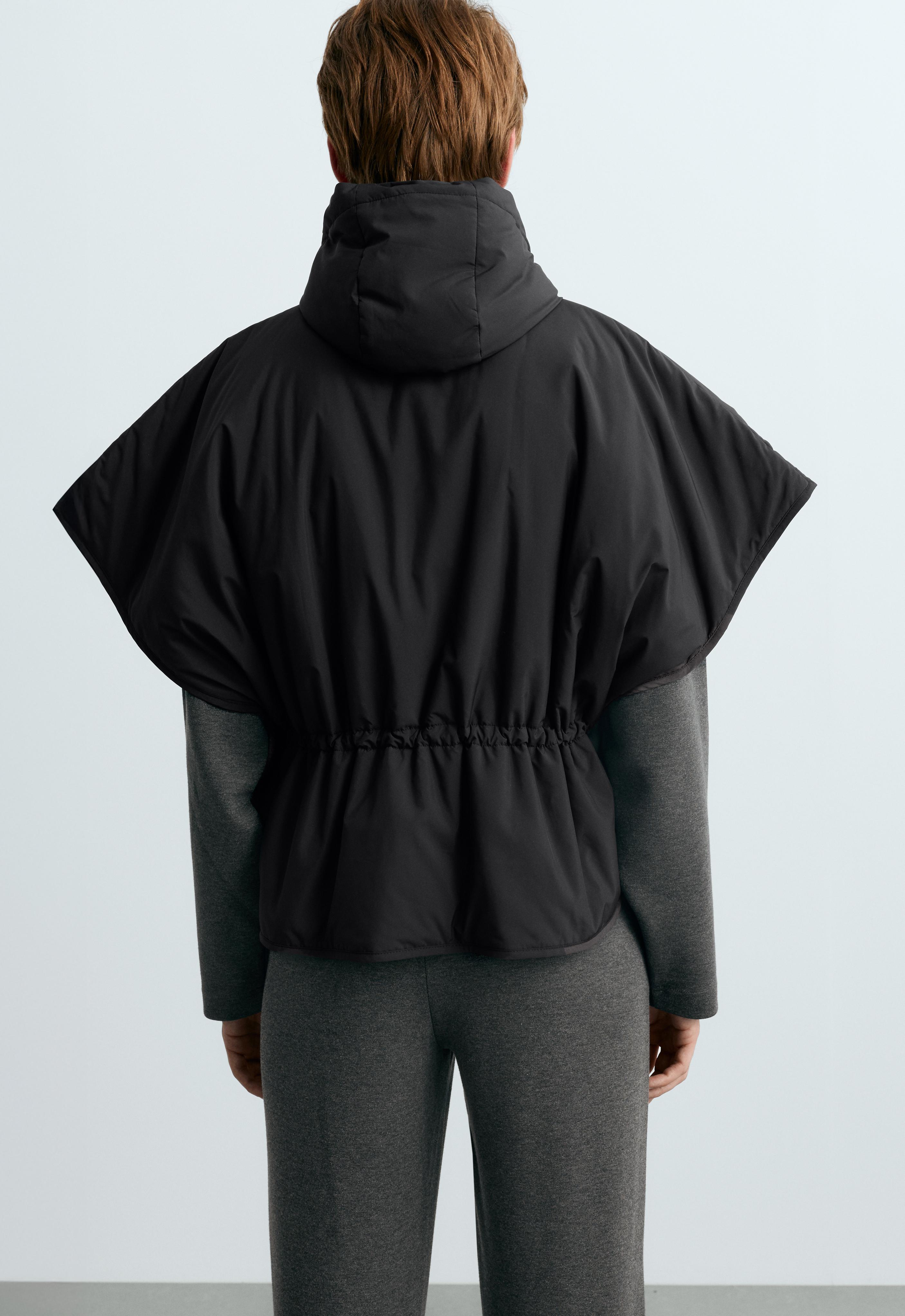 Cape-style padded gilet — BLACK