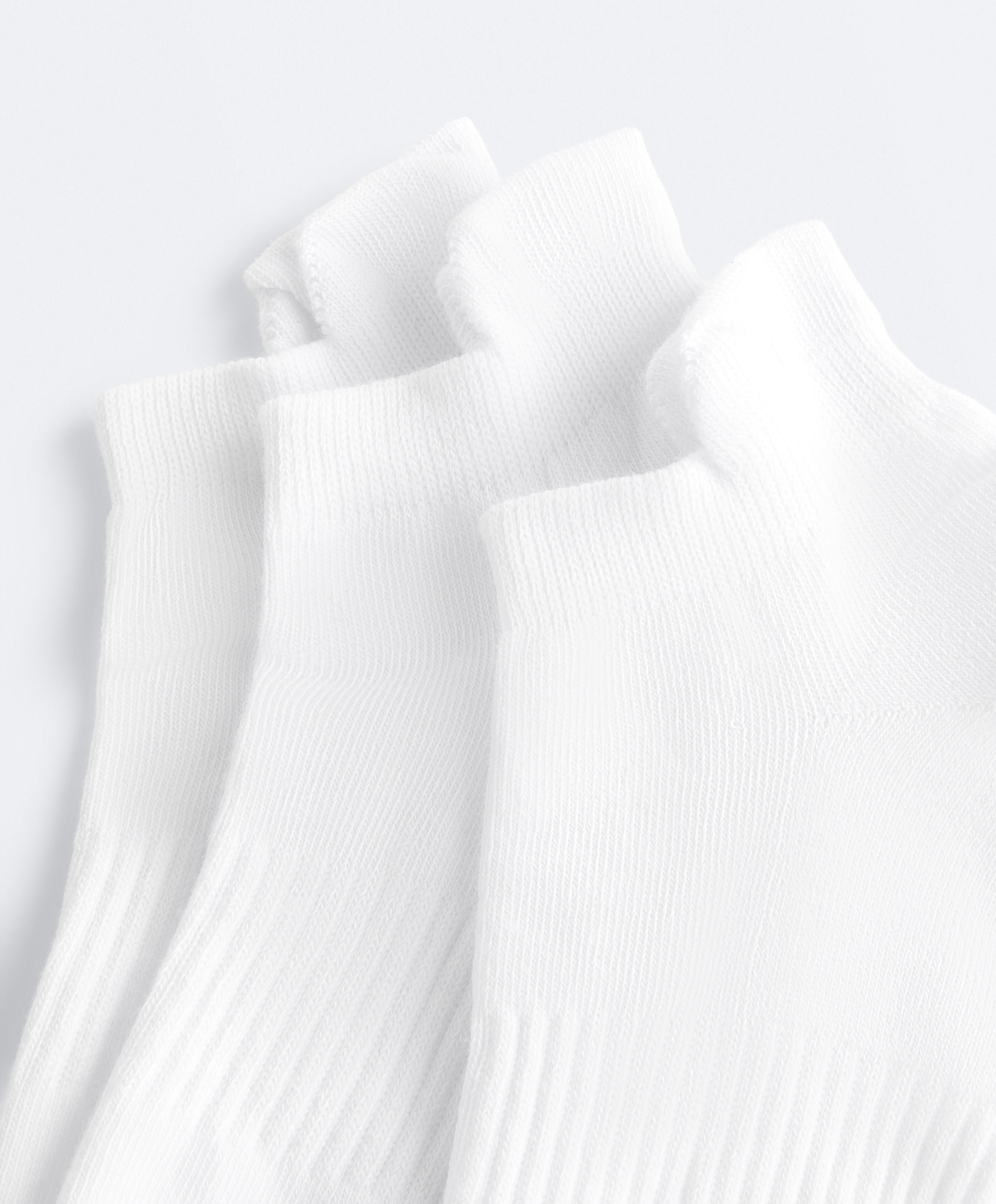 3 pairs of cotton blend sports sneaker socks with heel tab — WHITE