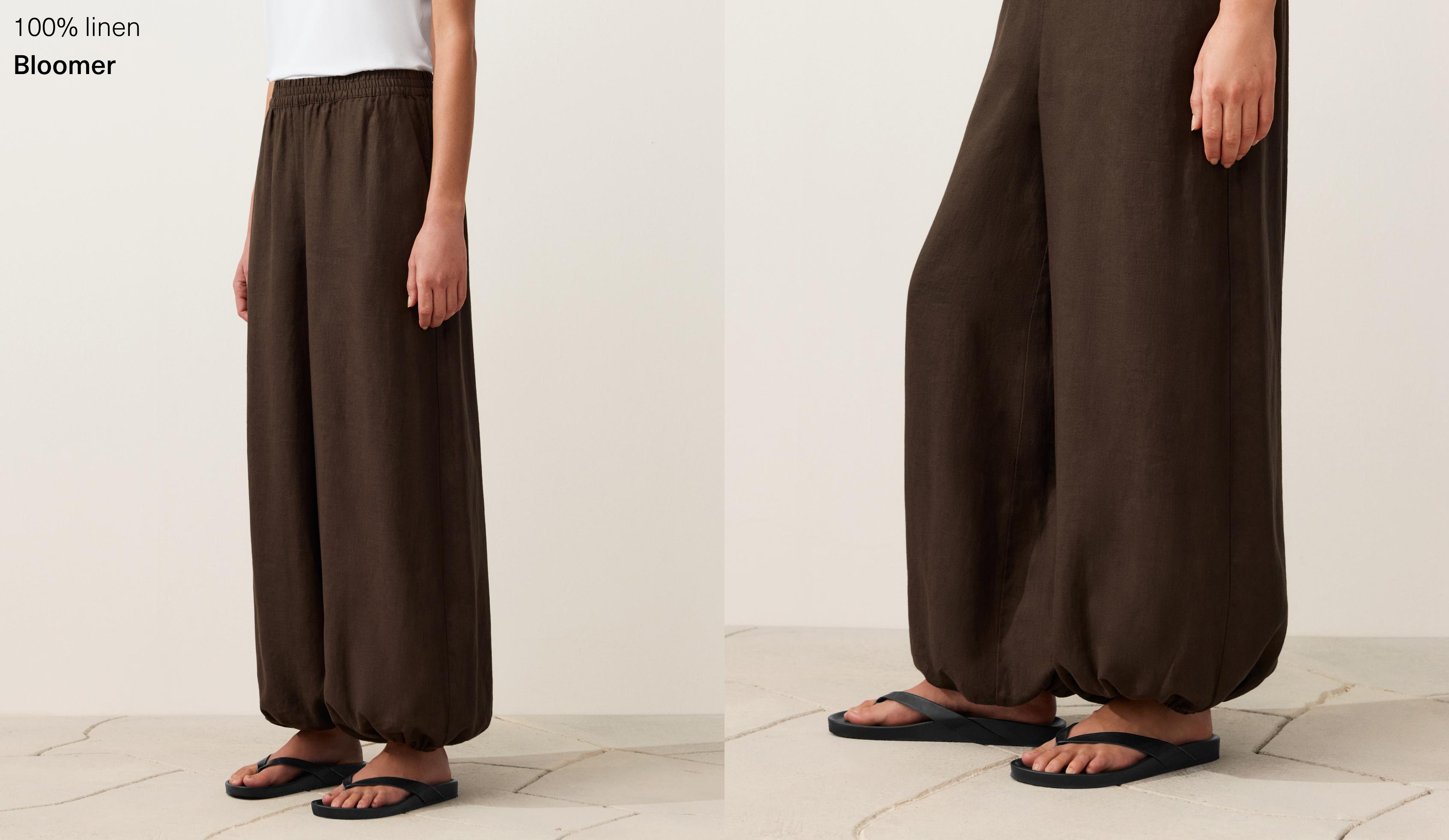 100% linen bloomer trousers — DARK BROWN