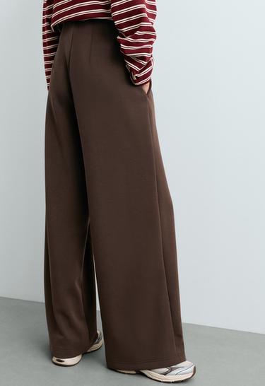Straight super high rise trousers with modal — DARK REDDISH‑BROWN 4