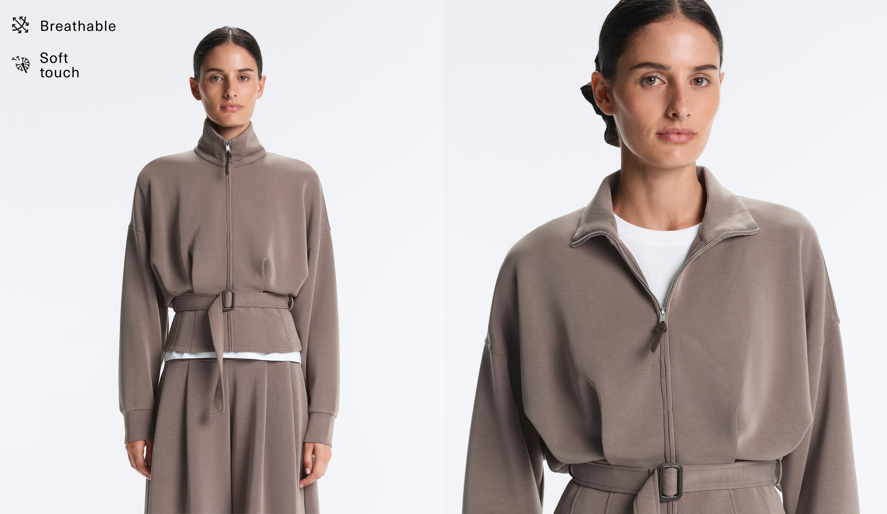 Modal yumuşak dokunuşlu korse kemerli ceket Modal yumuşak dokunuşlu korse kemerli ceket