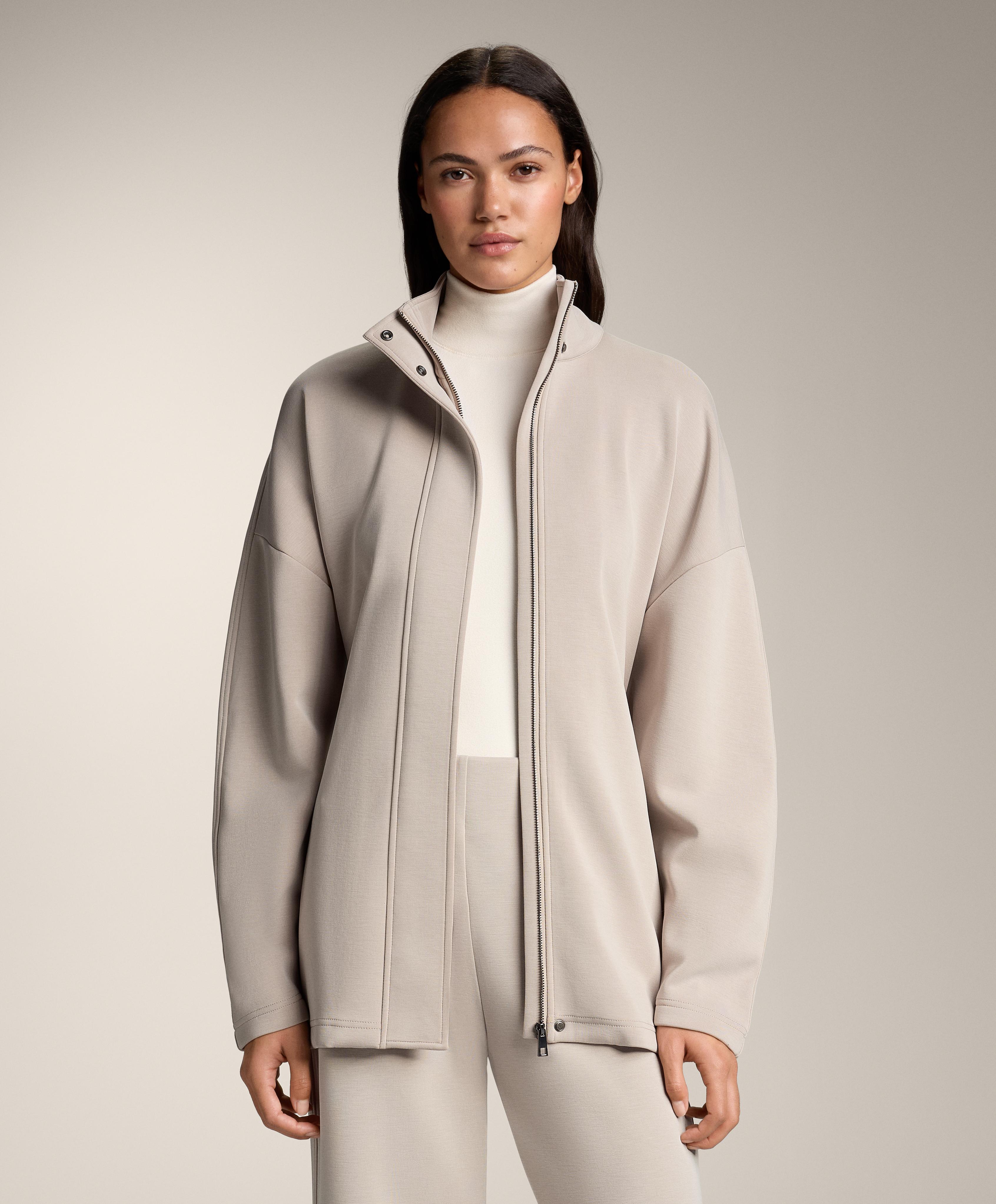 جاكيت طويل بحزام من مزيج المودال الممشط