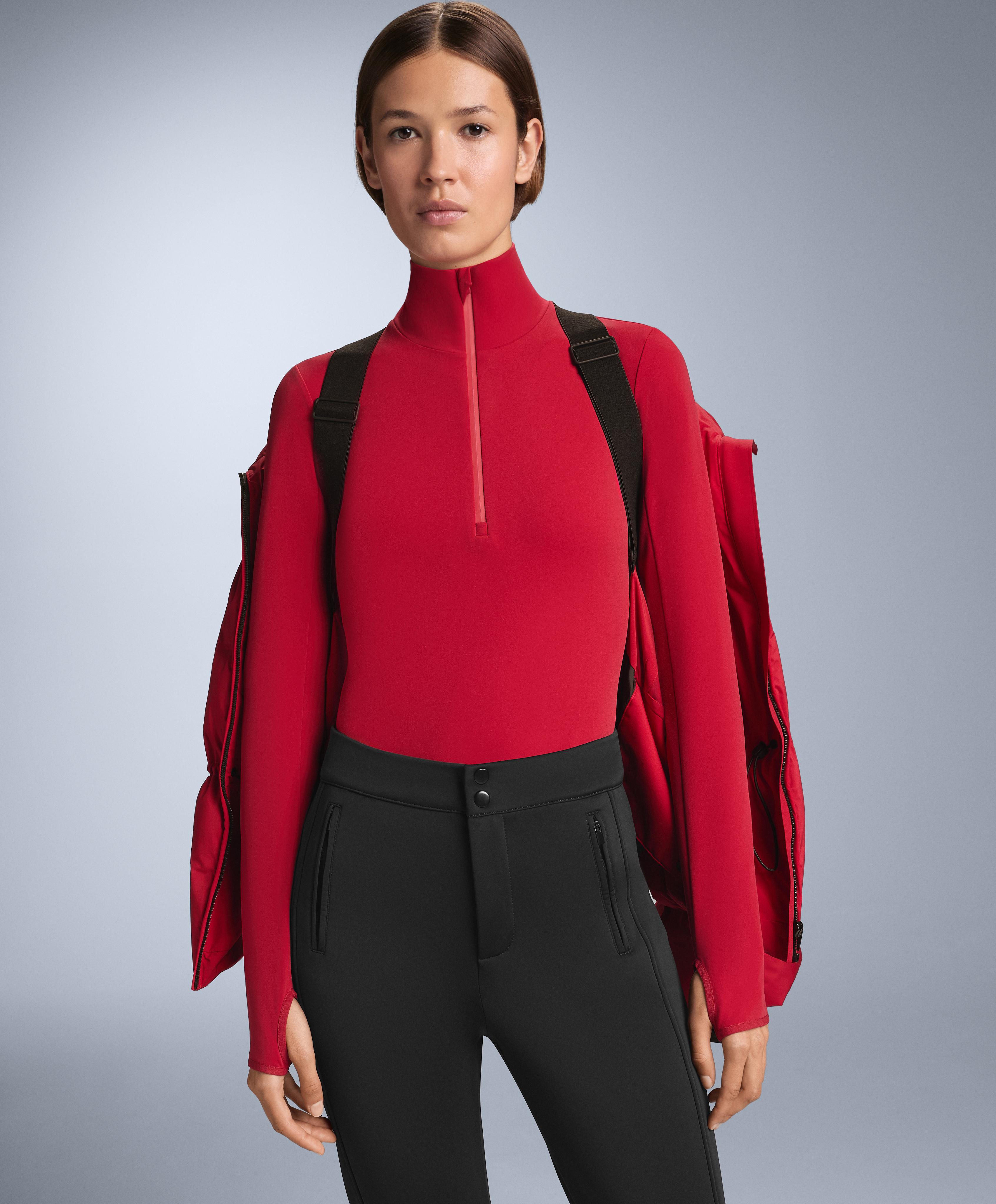 Thermal base layer half-zip top — RED