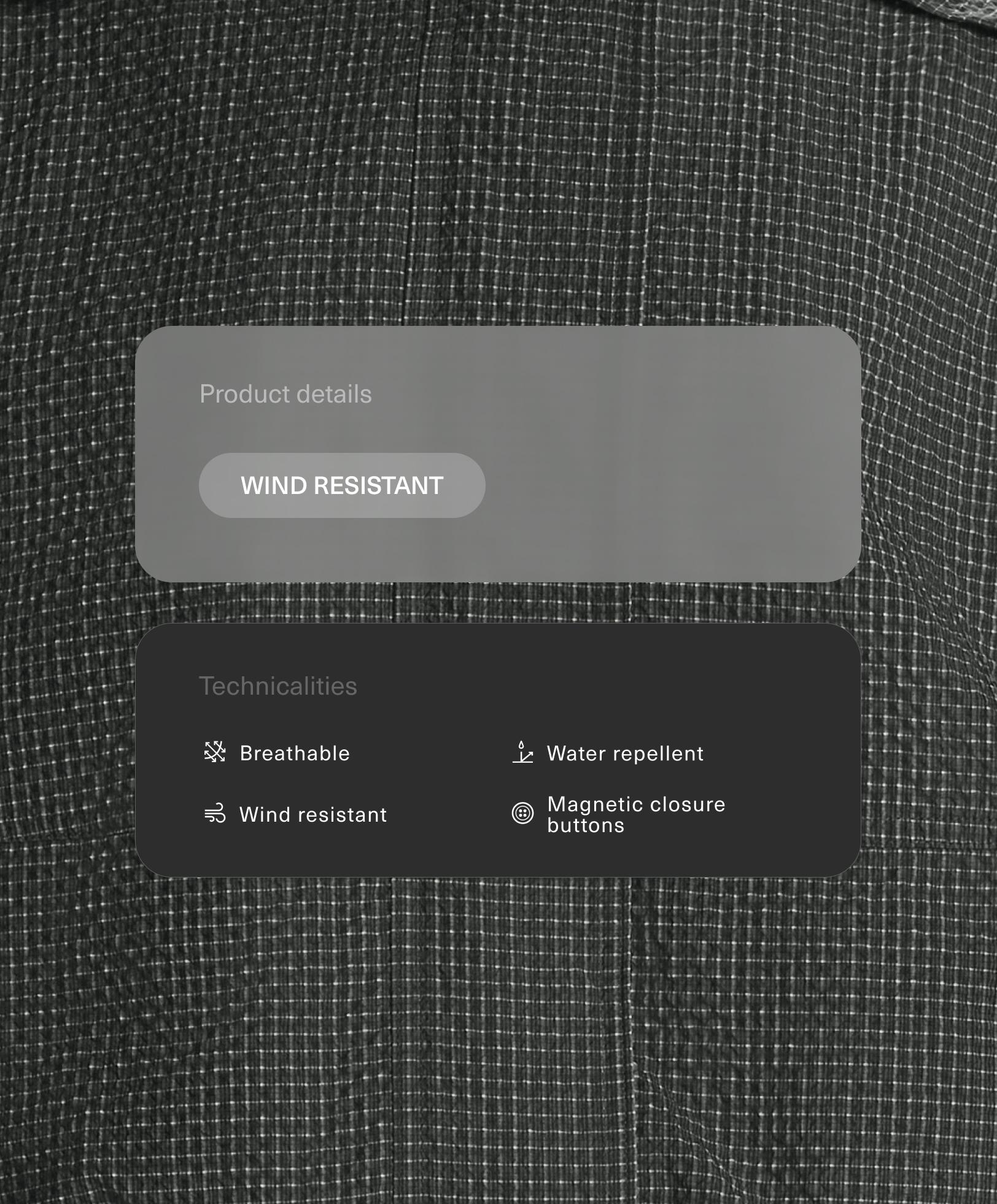 Water-repellent checked nylon track jacket